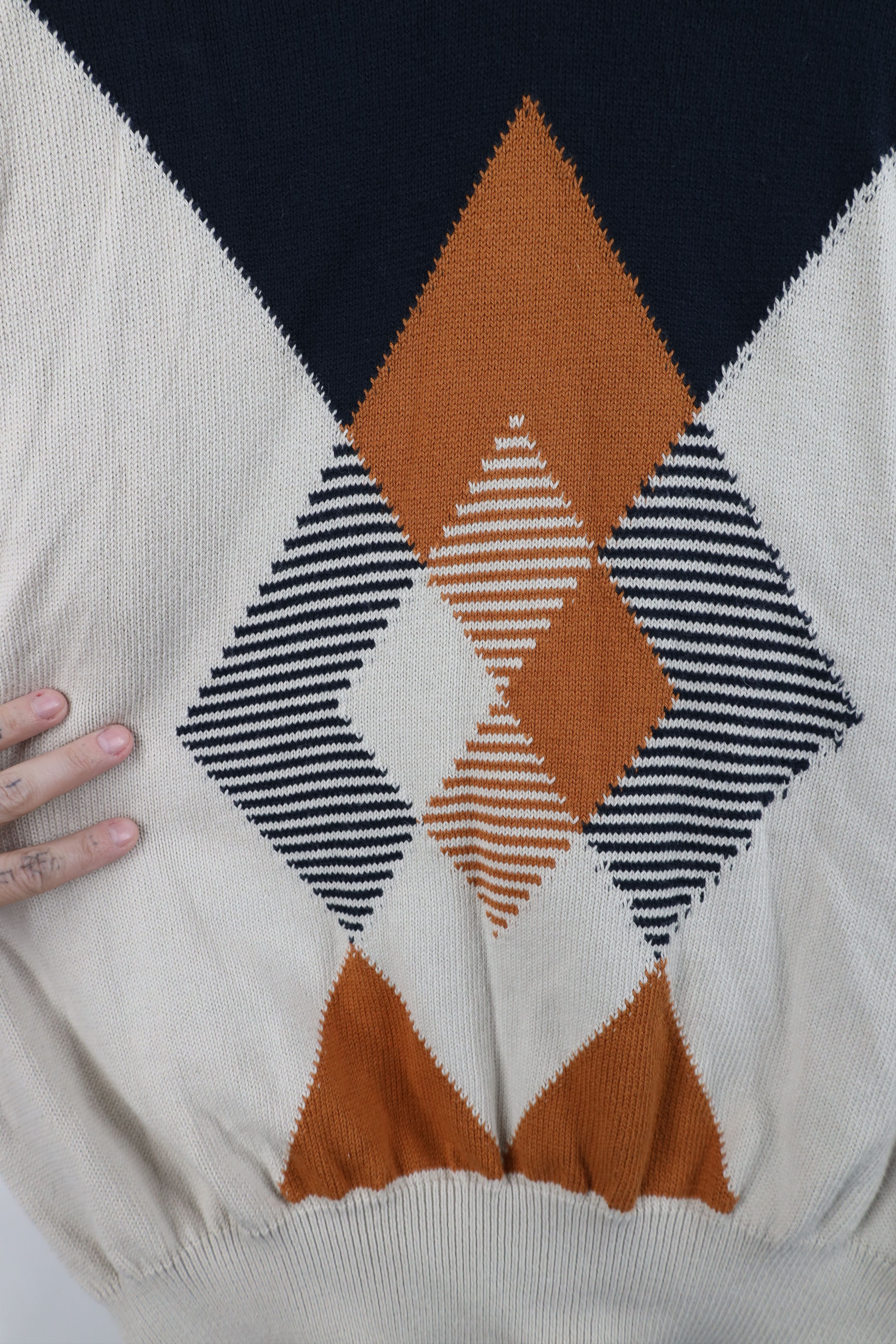 Vintage Vintage 90s Streetwear Cotton Knit V-Neck Sweater Golf Size US L / EU 52-54 / 3 - 4 Thumbnail