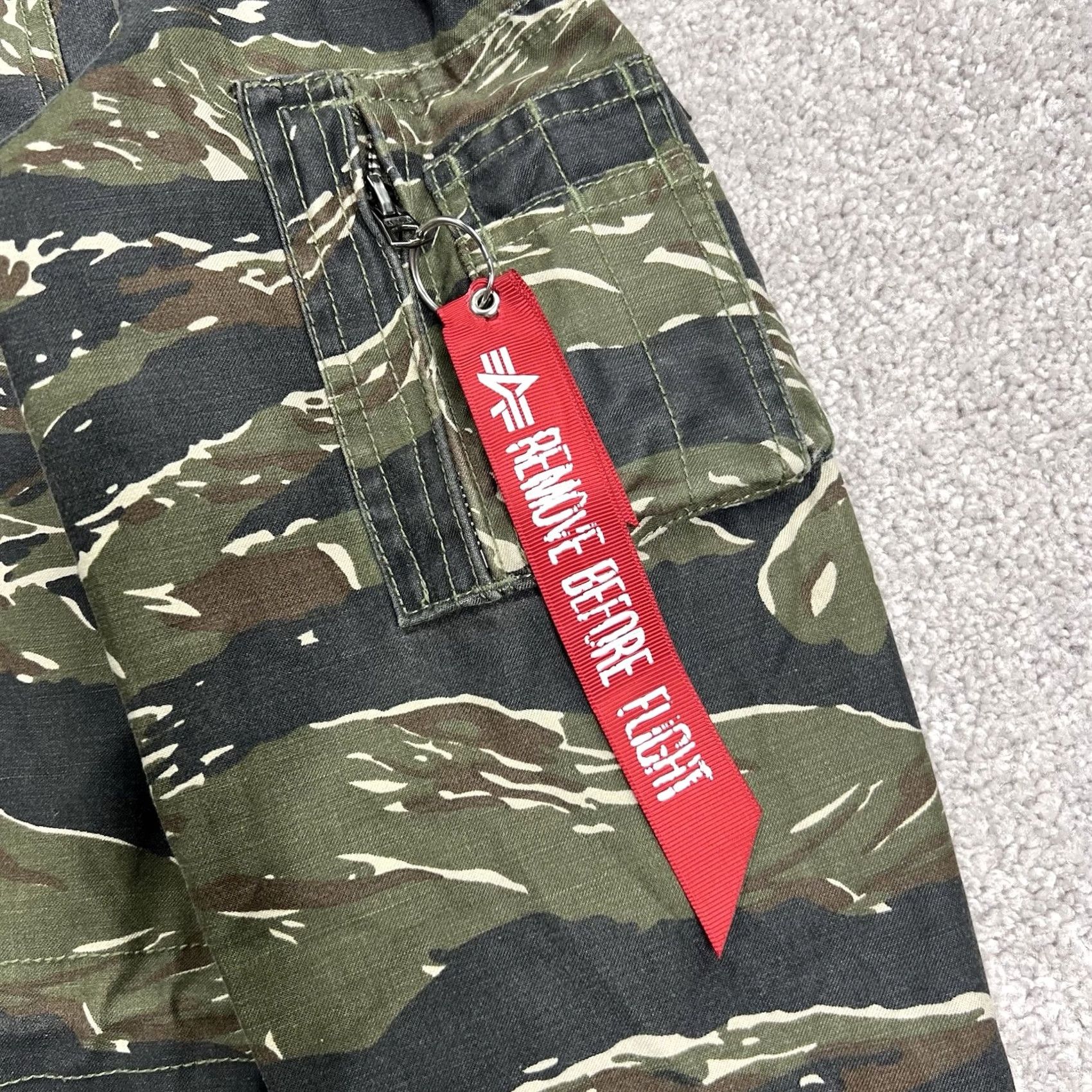 Alpha Industries VINTAGE? No — Alpha Industries Jacket Mens Small Camo Hooded Field Coat Tiger Stripe Zip Green Jacket Size US S / EU 44-46 / 1 - 3 Thumbnail