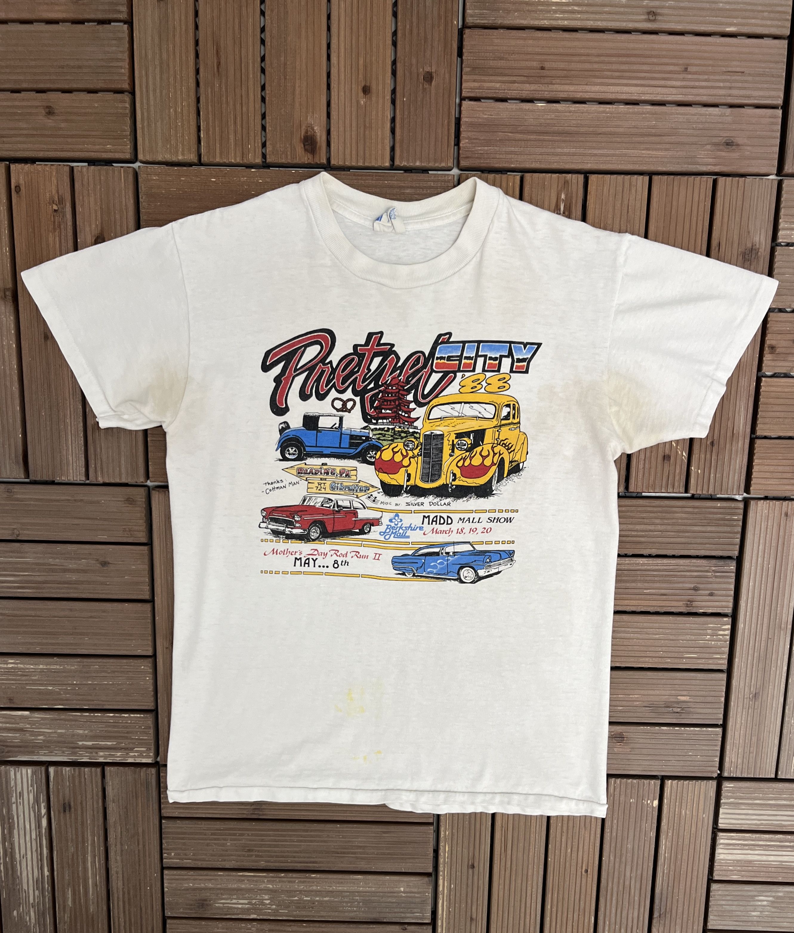 Vintage Pretzel City Car Show '88 Vintage White T-Shirt Tee Size US M / EU 48-50 / 2 - 1 Thumbnail