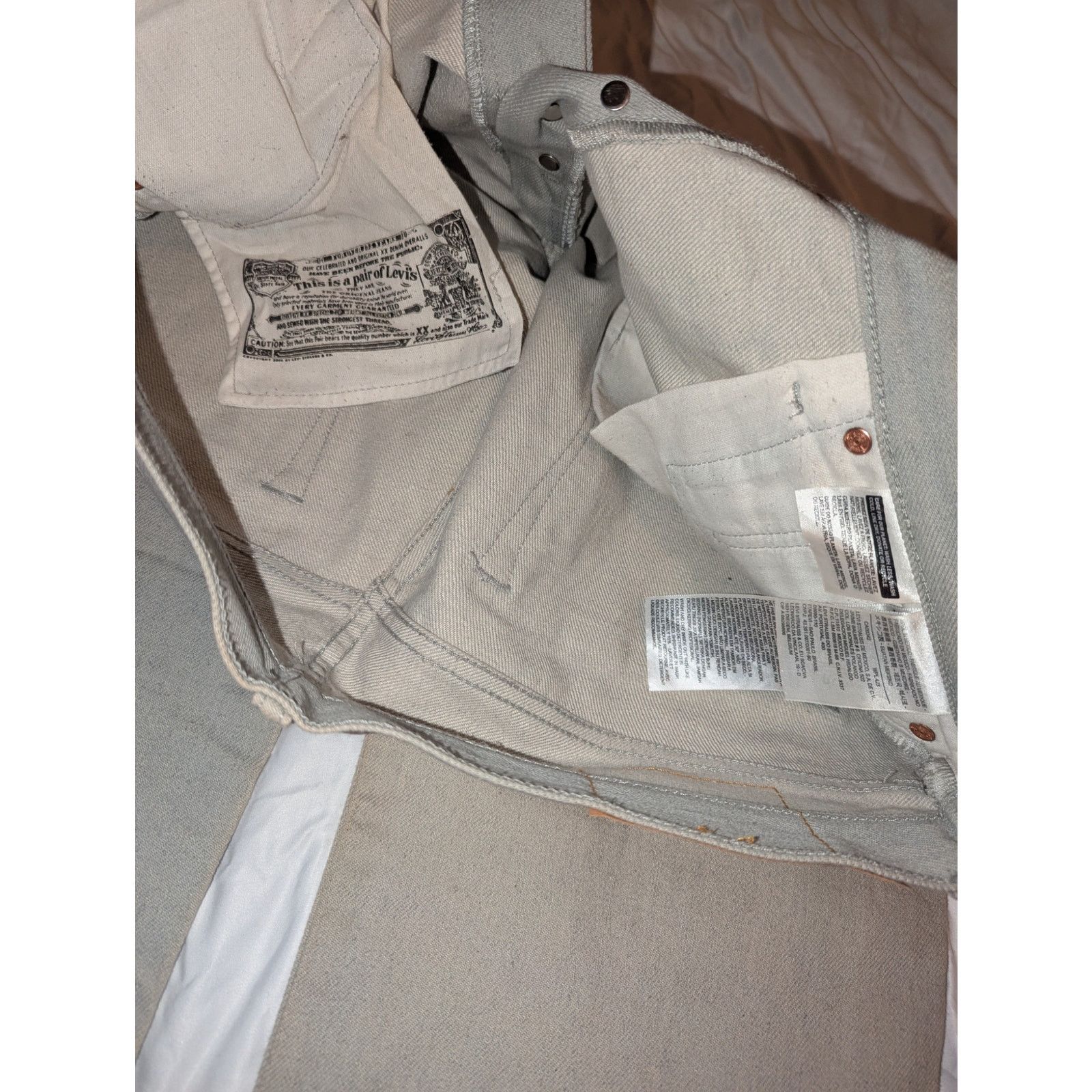 Evisu × Levi's × Seven 7 Levi's 501 Shrink to Fit Raw Denim Jeans 34-32 Light Gray Size US 34 / EU 50 - 6 Thumbnail