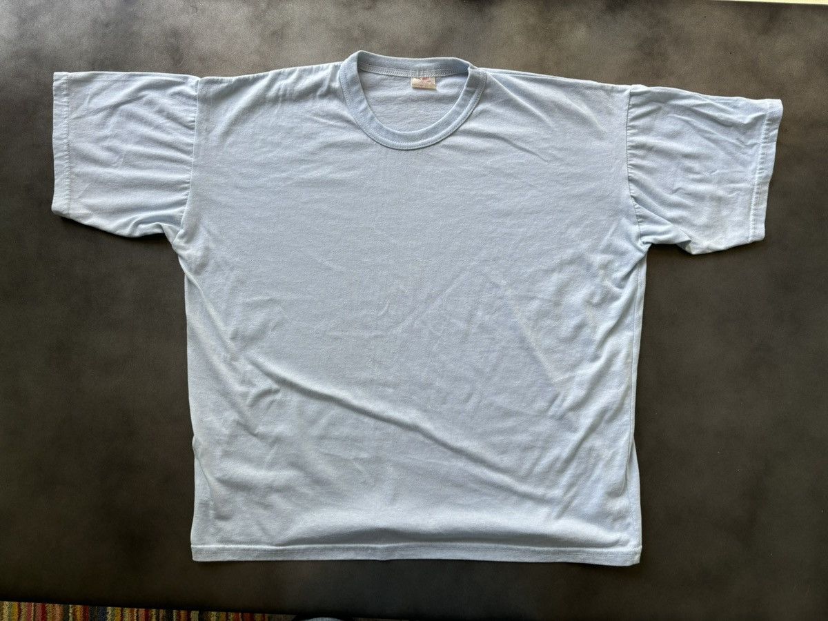 Fruit Of The Loom × Vintage 1980s Vintage Blank Tee 50/50 Made in Canada Boxy Crop Blue Size US M / EU 48-50 / 2 - 6 Thumbnail