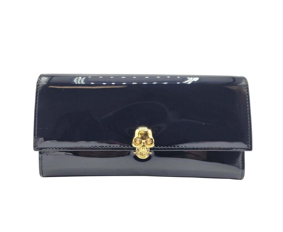 Women's Dark Navy Patent Leather Continental Wallet