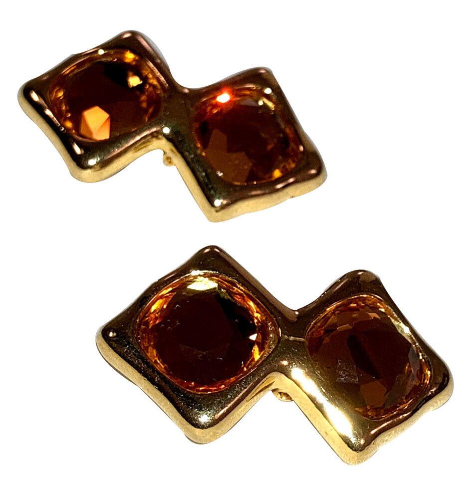 Givenchy Givenchy Simulated Faceted Golden Citrine Glass Earrings Size ONE SIZE - 3 Thumbnail