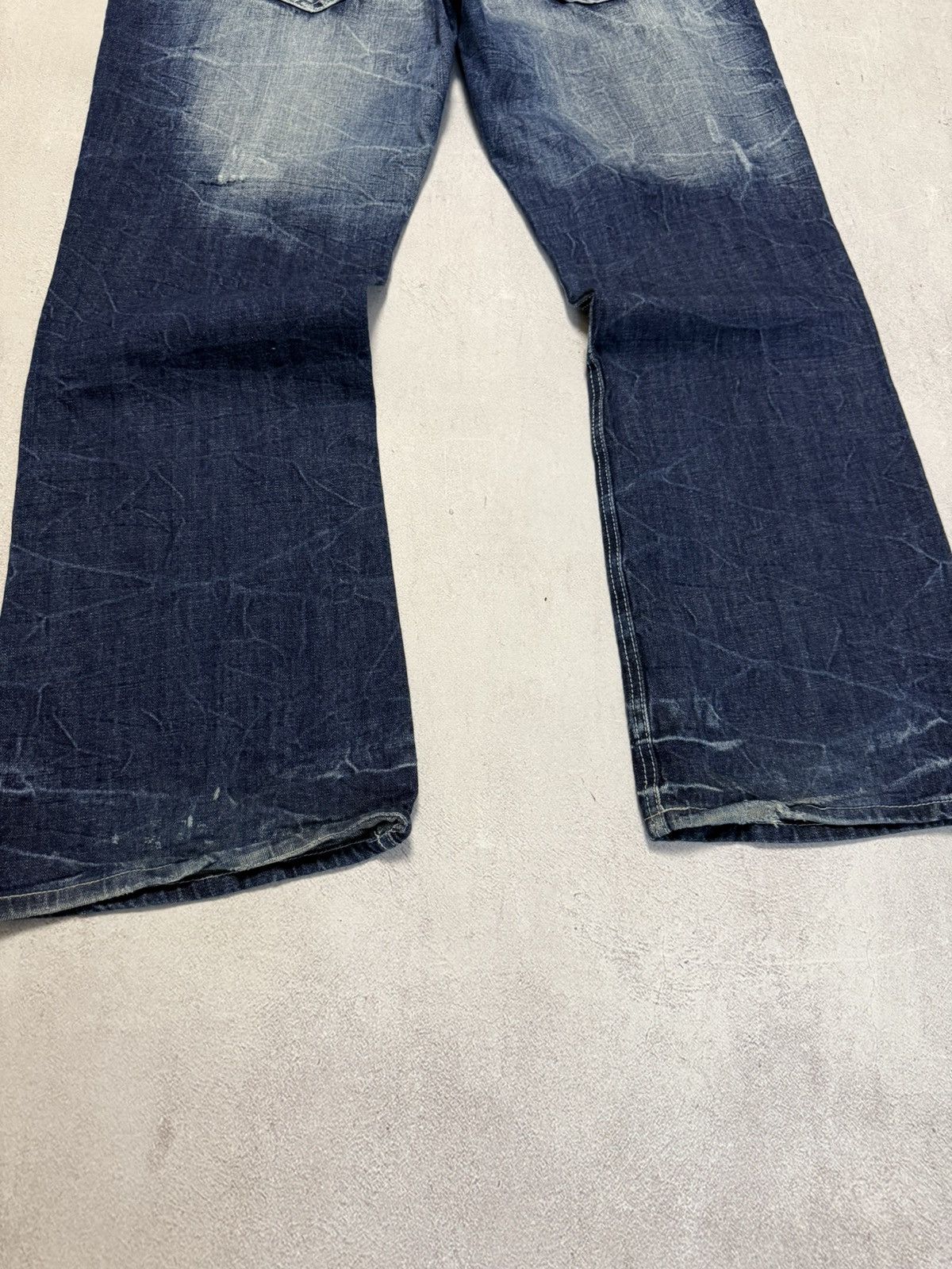 Japanese Brand SICK🔥 Japanese Bootcut Baggy Distressed Wash Jeans Pants 90s Size US 36 / EU 52 - 2 Thumbnail