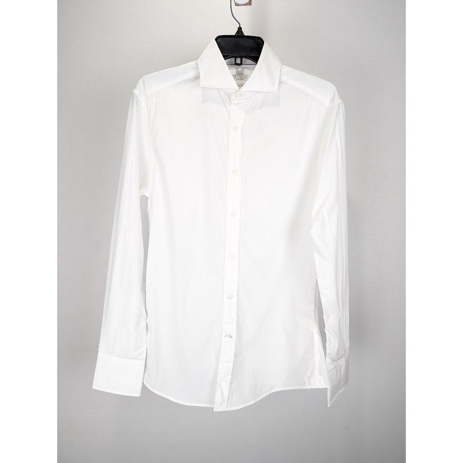 Brunello Cucinelli o1rshd1 CC20 Button Shirt in White Size US S / EU 44-46 / 1 - 1 Thumbnail