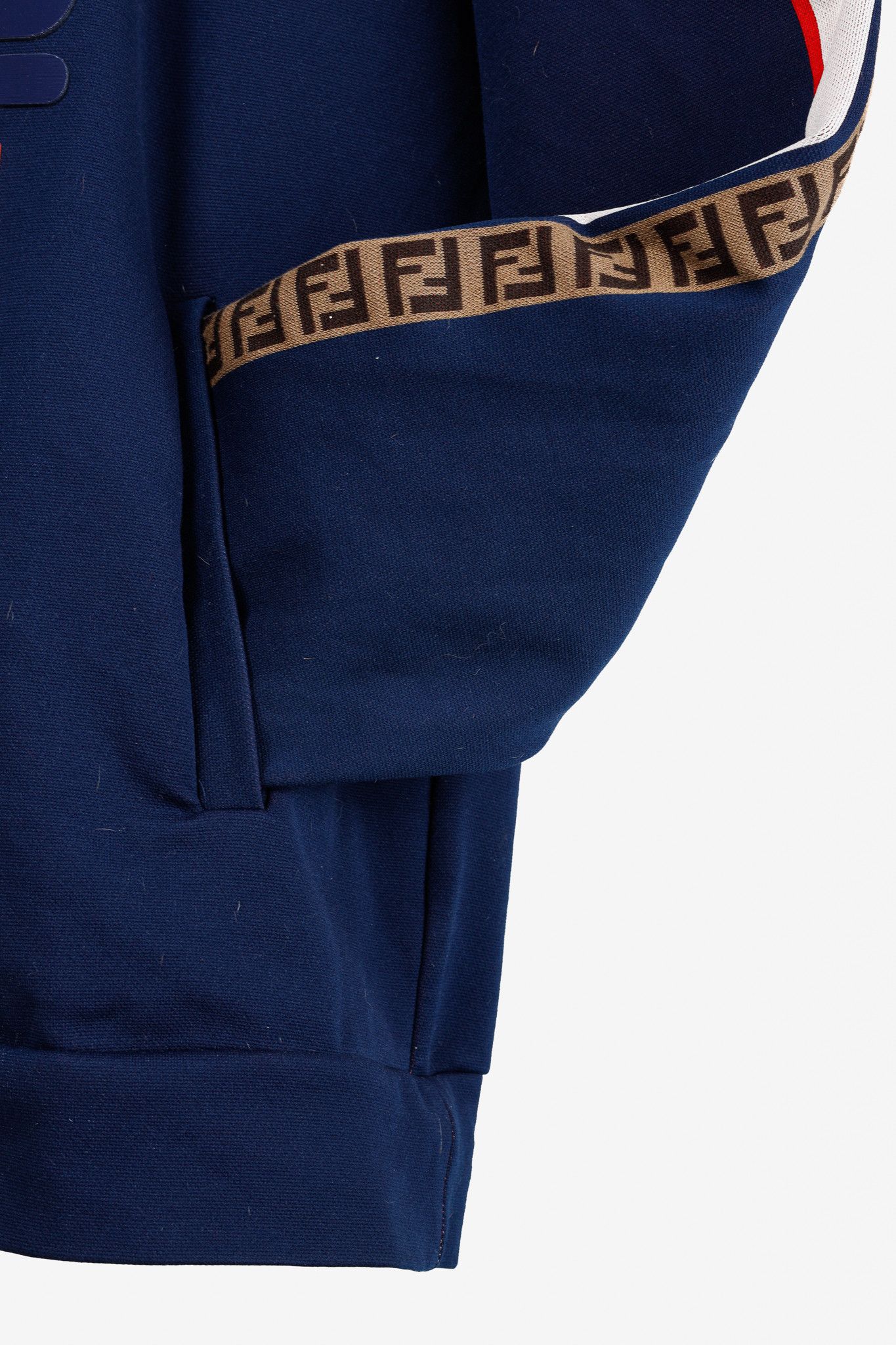 Fendi × Fila Fendi x Fila Navy Cotton-Blend Logo Stripe Pullover Hoodie Size US XL / EU 56 / 4 - 8 Thumbnail