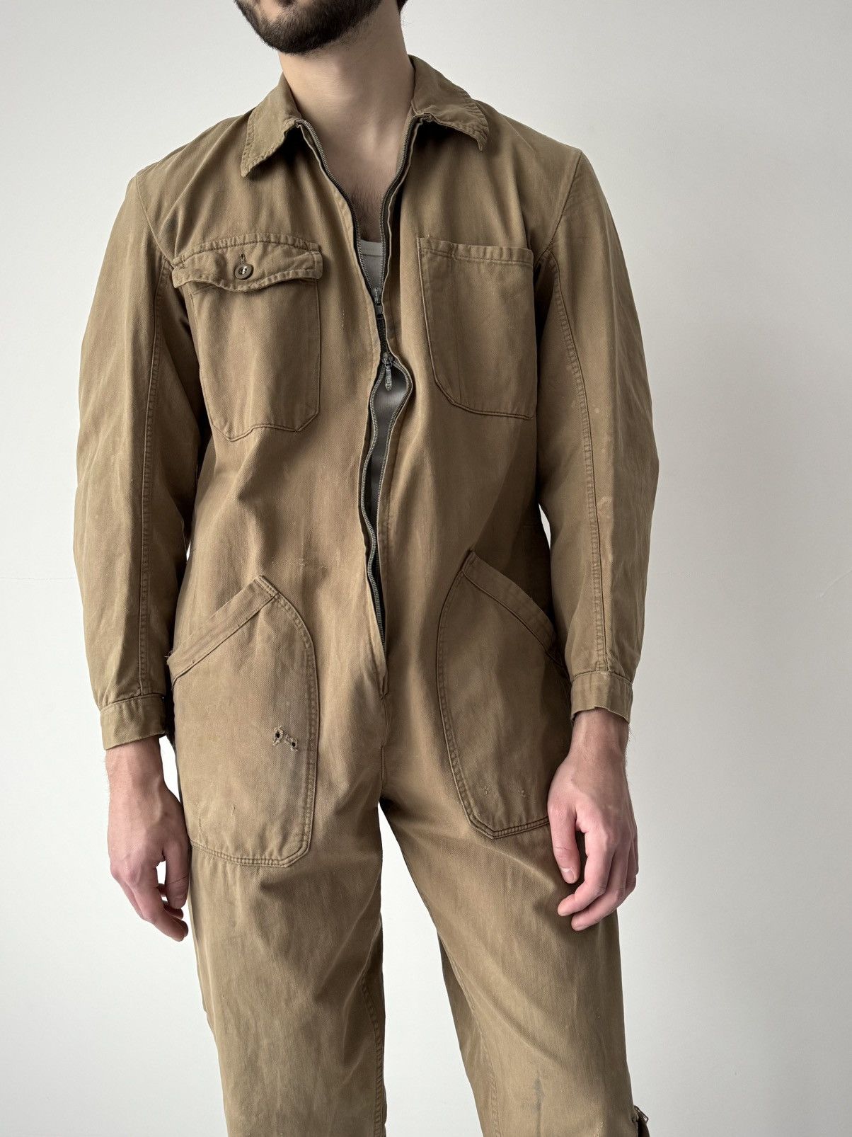 Vintage 1960s Vintage British Work 'Aero' Zip Faded Coveralls Size US 32 / EU 48 - 1 Thumbnail