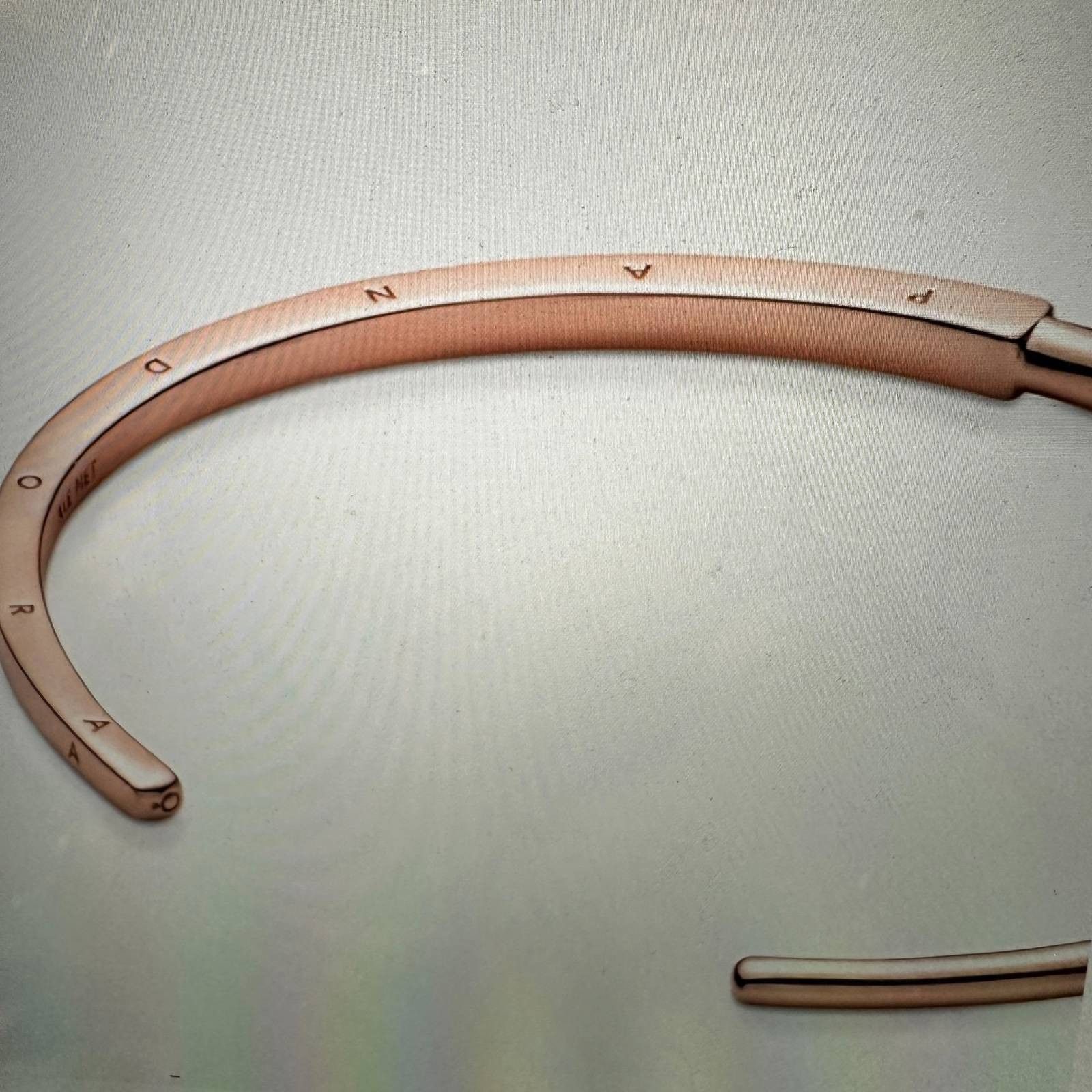 pandora Authentic Pandora SIGNATURE I. D. OPEN BANGLE, ROSE GOLD SZ Size ONE SIZE - 7 Thumbnail