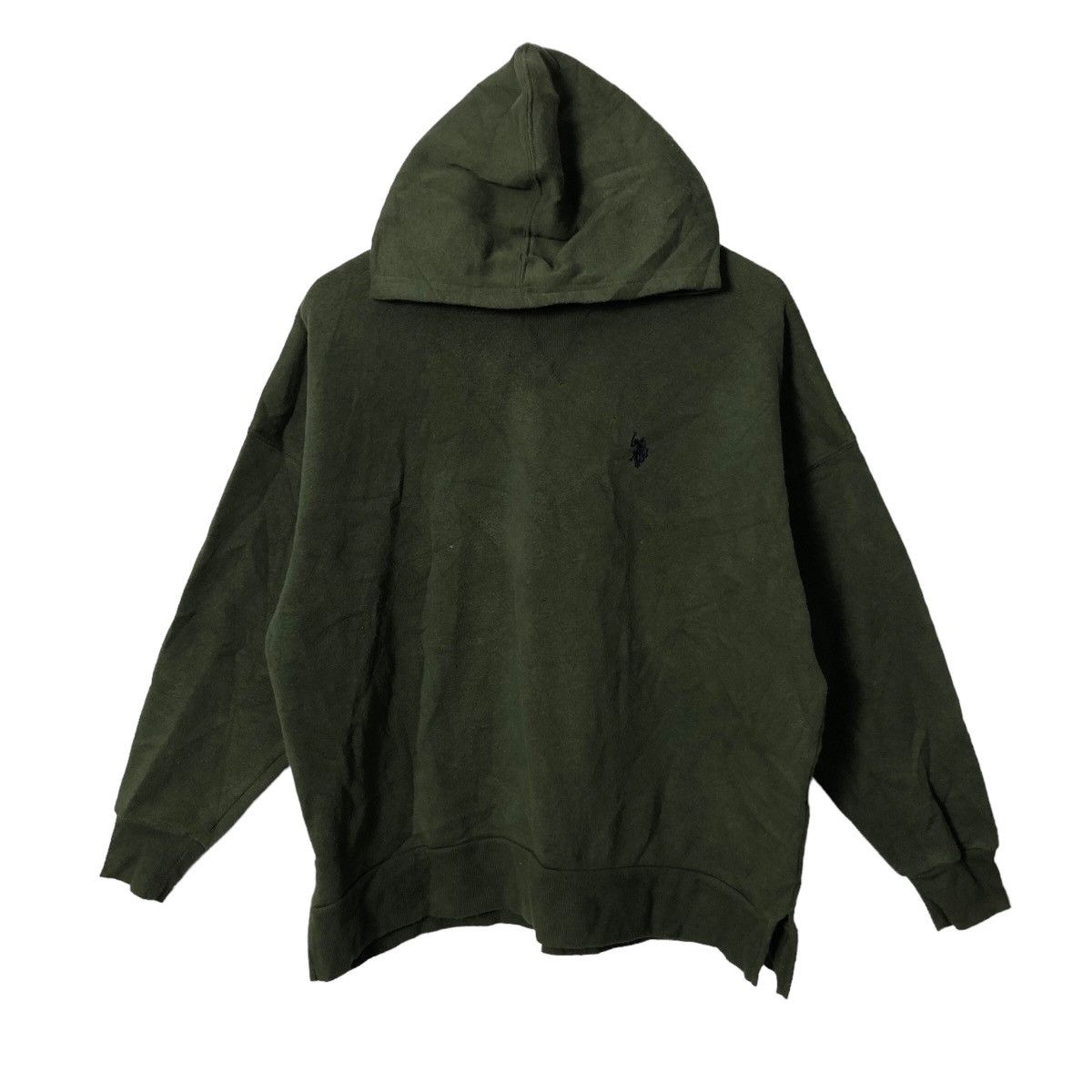 image of U S Polo Assn x Vintage Us Polo Assn Embroidery Logo Plain Hoodie Sweatshirt in Green (Size 2XL)