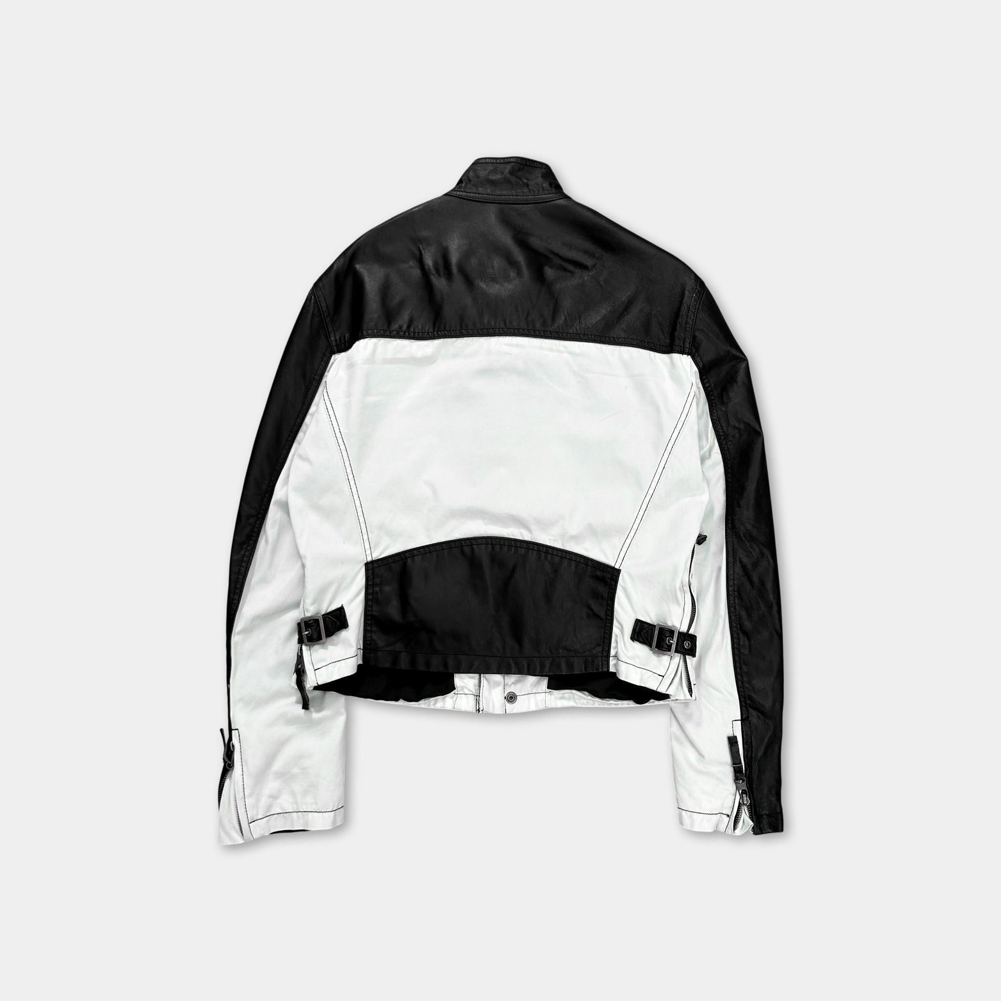 Armani Armani Jeans 2000's Black and White Leather Jacket Size US M / EU 48-50 / 2 - 6 Thumbnail