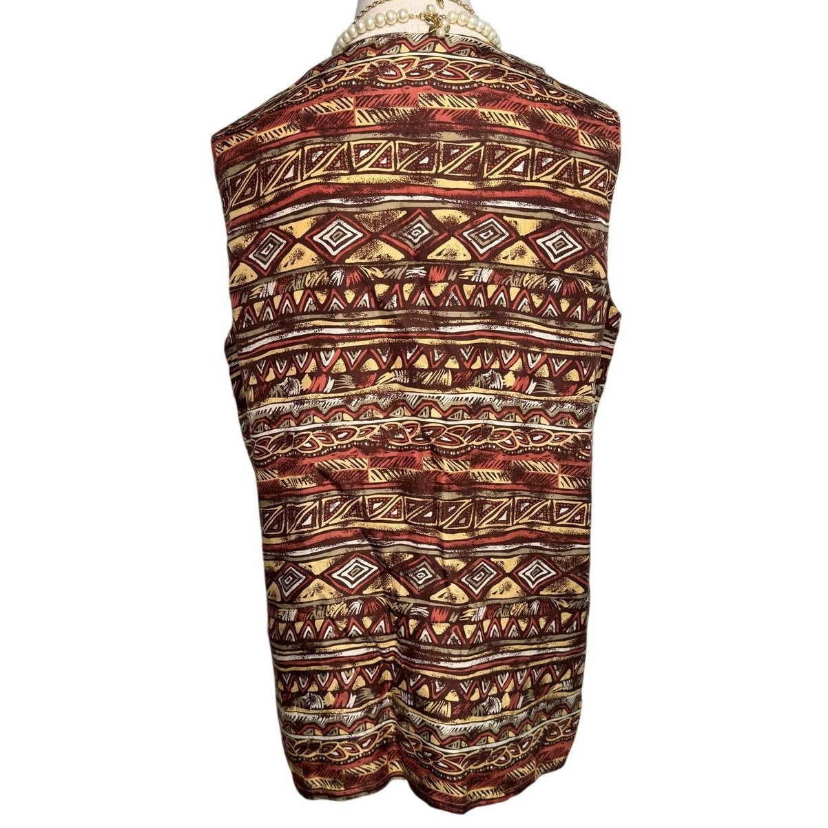 Vintage Vintage 90s silk southwestern stripe sleeveless top size L Size L / US 10 / IT 46 - 3 Thumbnail