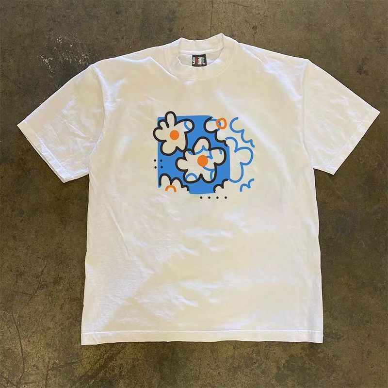Japanese Brand White retro floral print cotton t-shirt Size US M / EU 48-50 / 2 - 1 Thumbnail