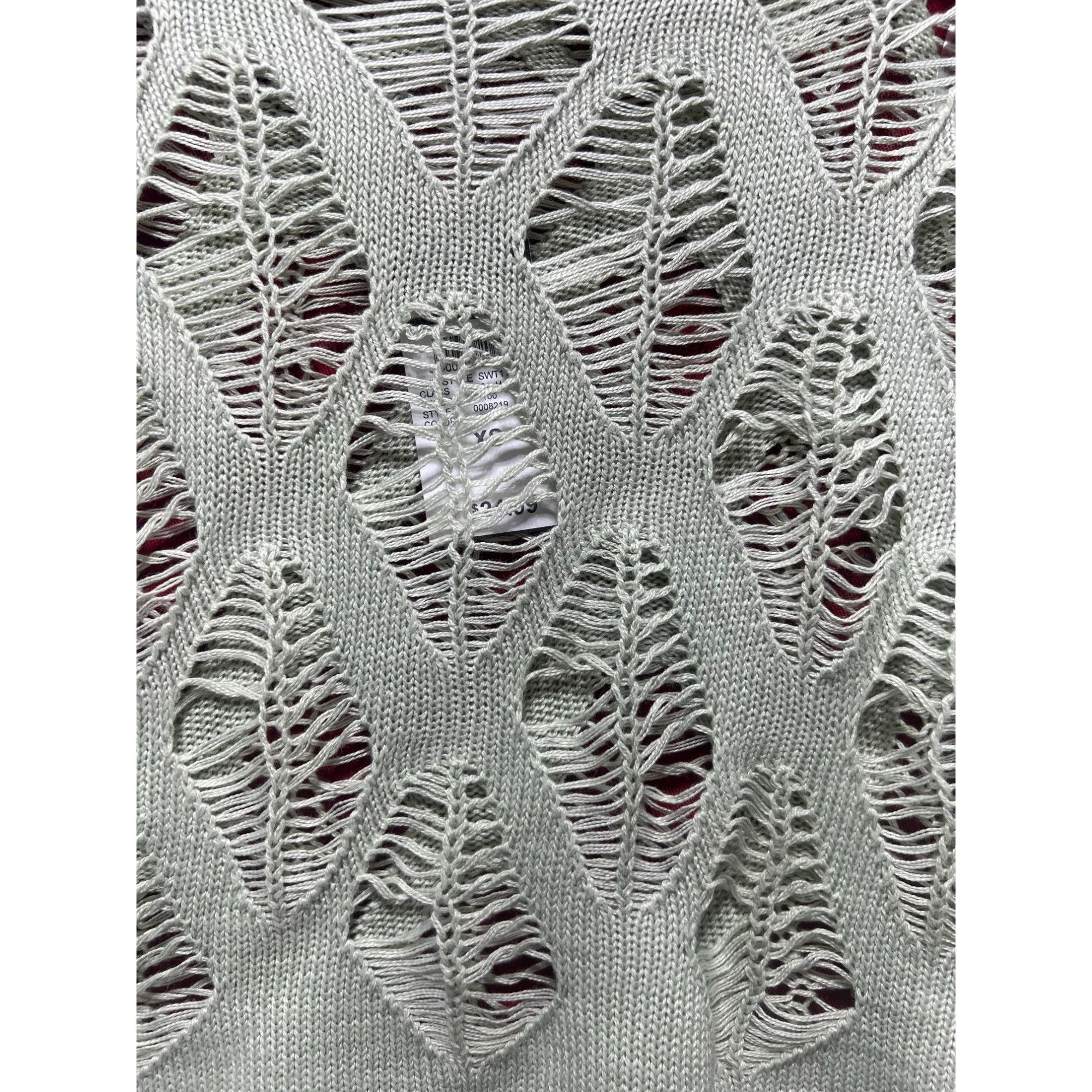 rue21 Rue 21 - Women's Openwork Knit Cropped Sweater - Pastel Gree Size XS / US 0-2 / IT 36-38 - 8 Thumbnail