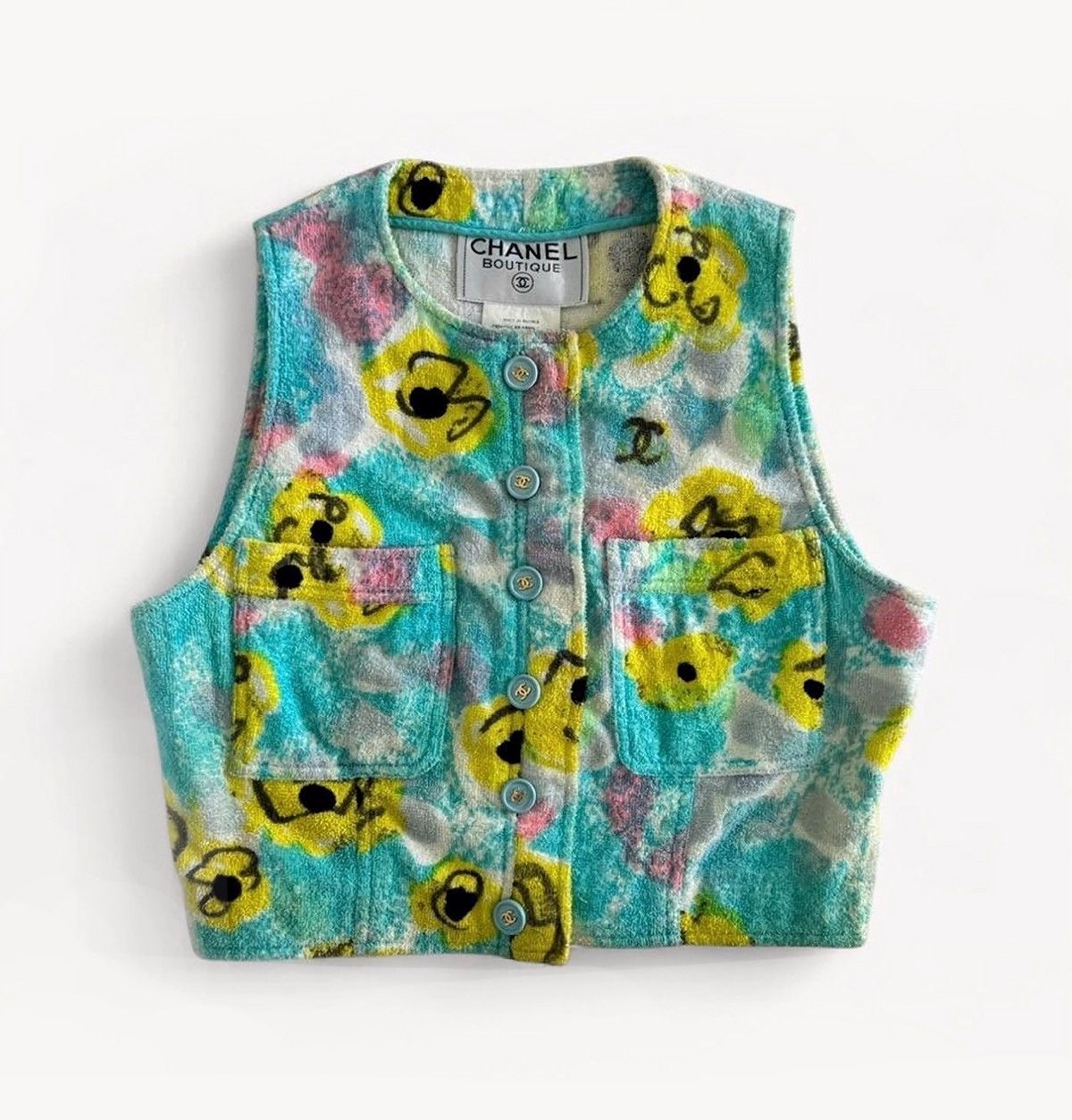 Chanel Chanel 1997 Runway Terrycloth Sleeveless/Skirt Floral Set Size S / US 4 / IT 40 - 3 Thumbnail