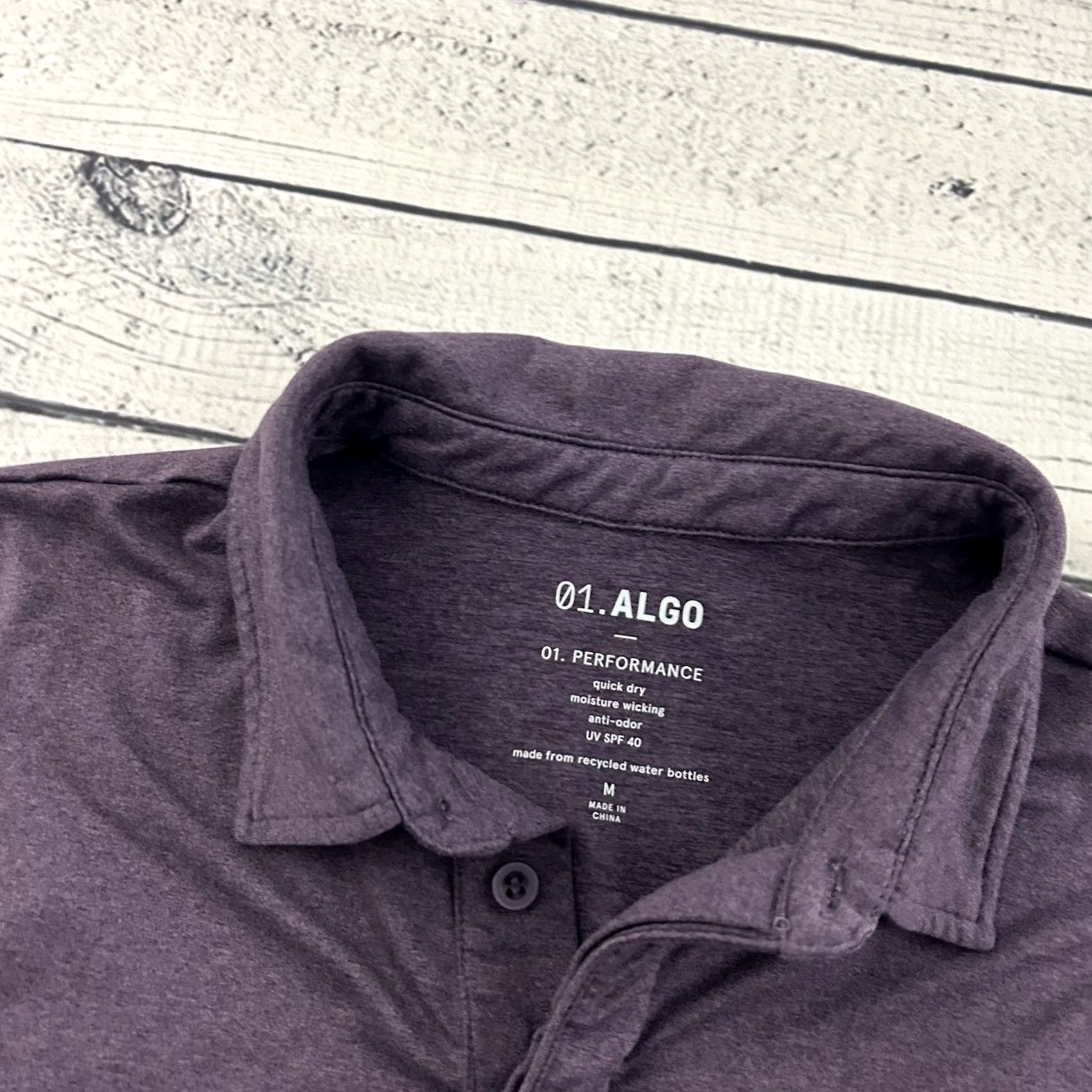 Vintage 01.Algo Performance Short Sleeve Button-Front Polo Shirt Mens M Purple Shirt Size US M / EU 48-50 / 2 - 2 Thumbnail