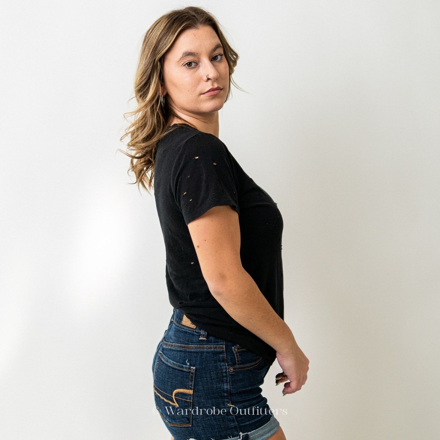 Designer Lulus Distressed Acid Thrashed Black Tee Size S / US 4 / IT 40 - 4 Thumbnail