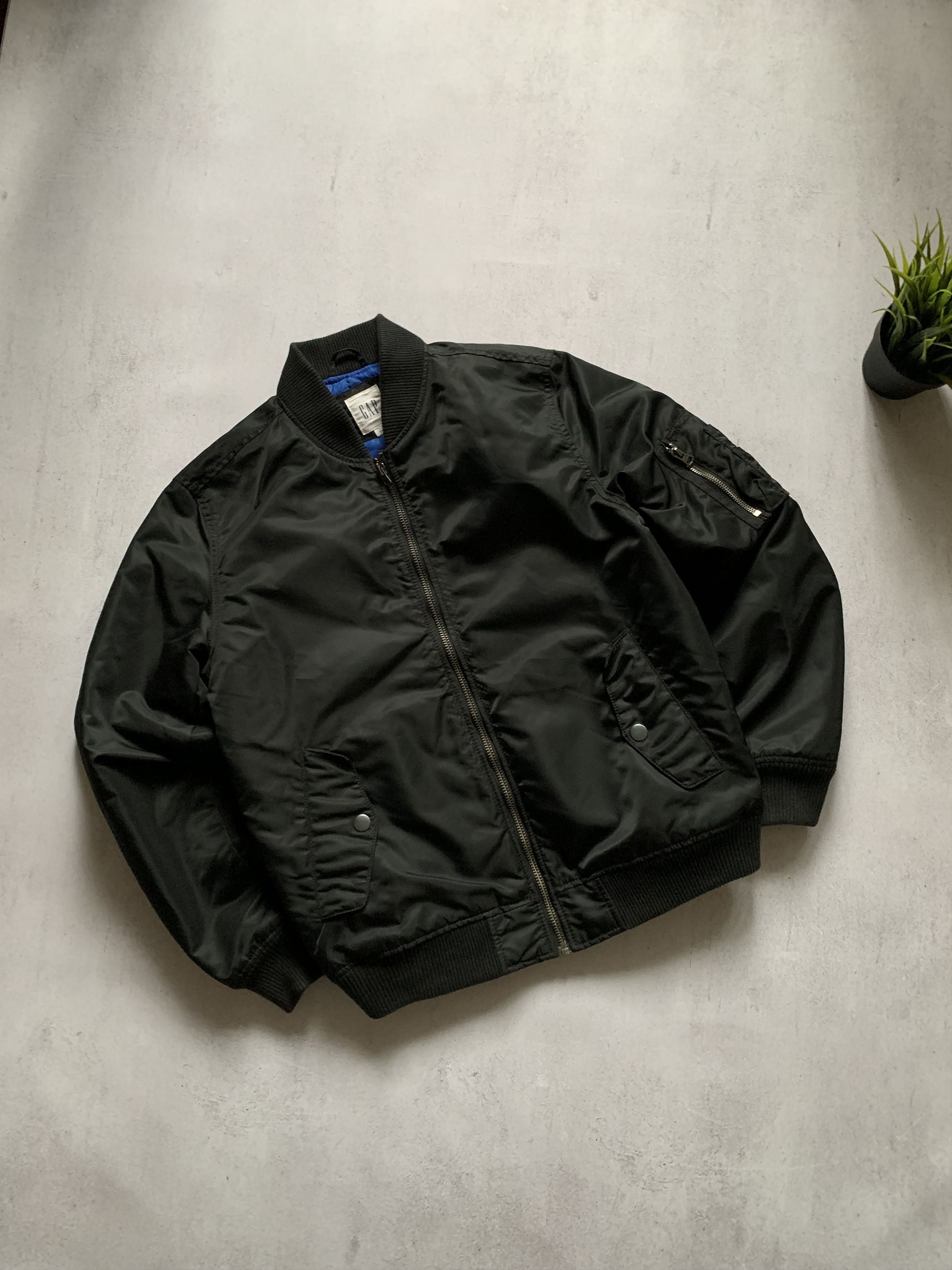 Vintage Gap Bomber Jacket Black Baggy Y2K 90s