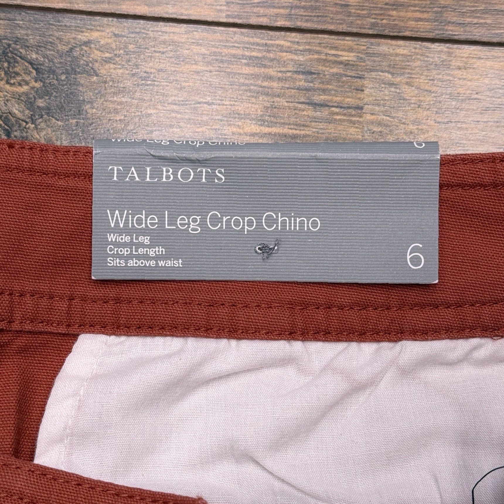 Talbots Talbots Red Wide-Leg Crop Chino Pants Womens 6 High Rise Stretch Regular 24 in Inseam Cotton Spandex Logo Zip Size 28" / US 6 / IT 42 - 5 Thumbnail