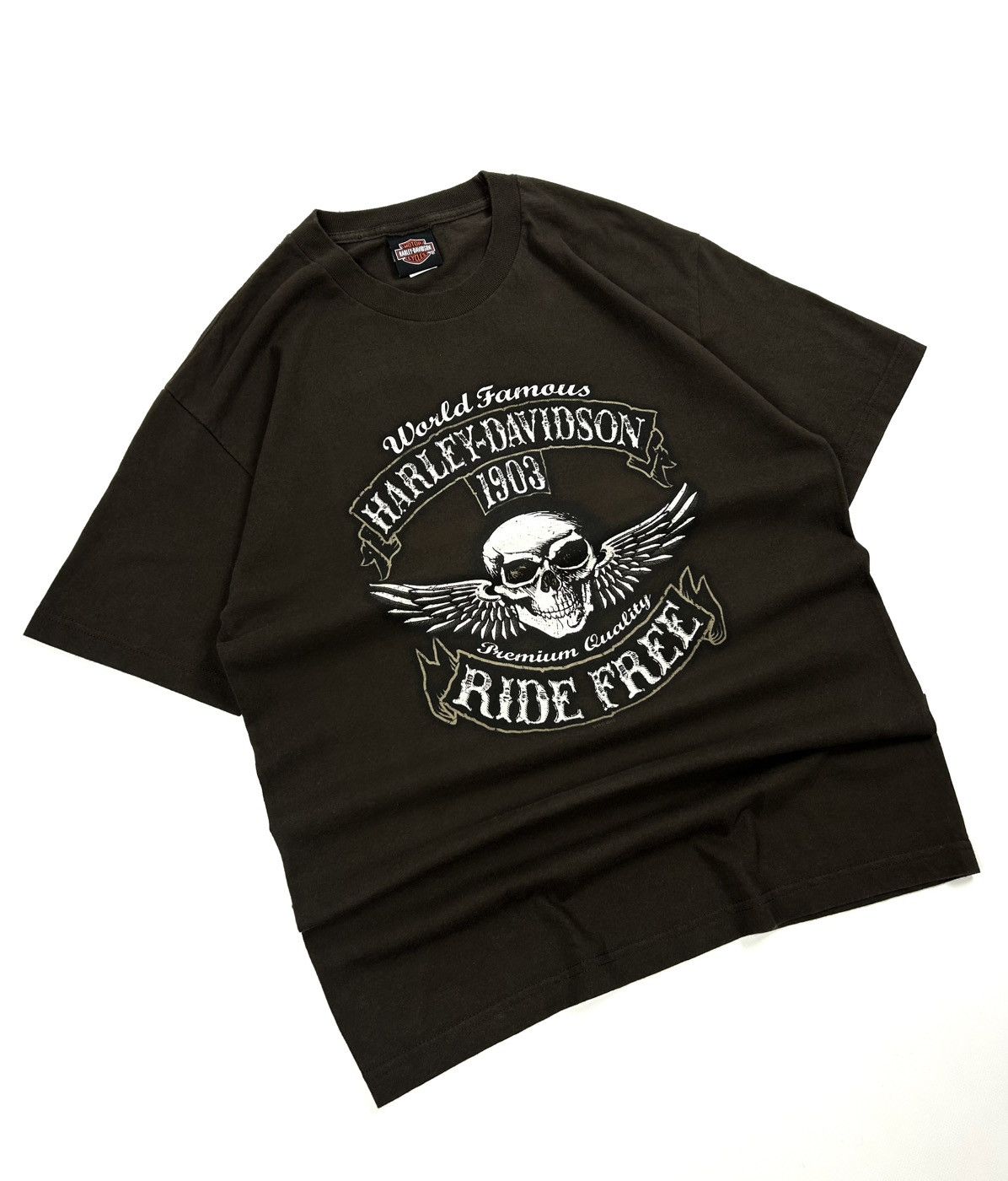 Harley Davidson Vintage Harley Davidson Switzerland Lausanne Brown Tee L Size US L / EU 52-54 / 3 - 3 Thumbnail