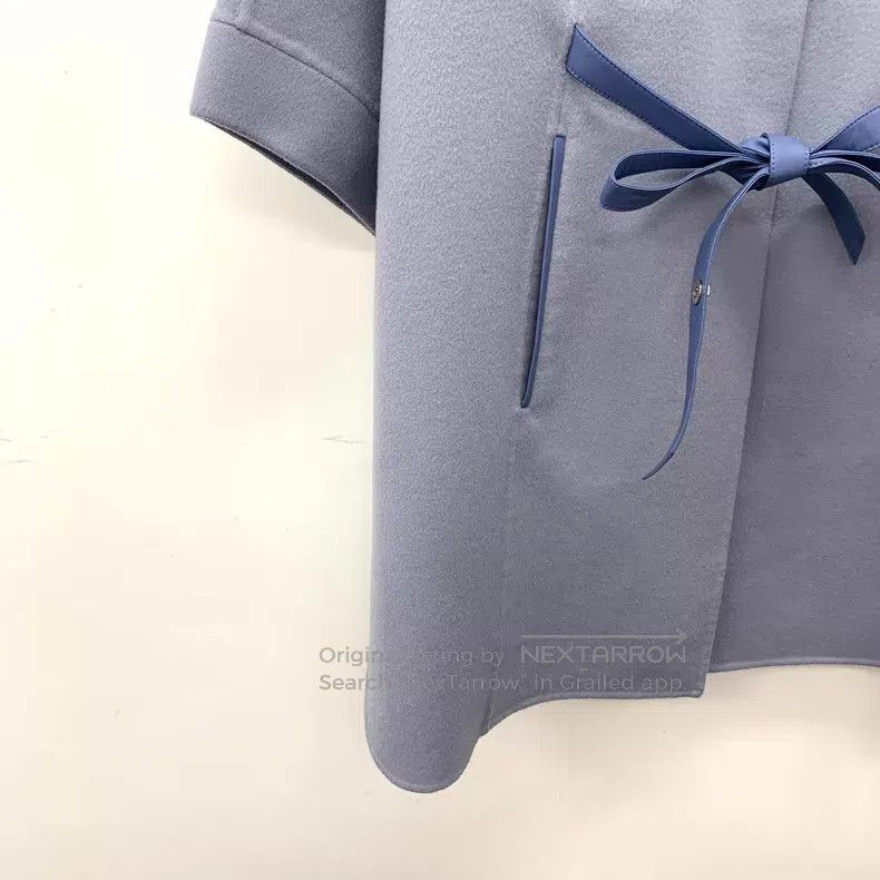 Loro Piana Loro Piana Blue Cashmere Funnel Neck Cloak Poncho Coat Size ONE SIZE - 4 Thumbnail