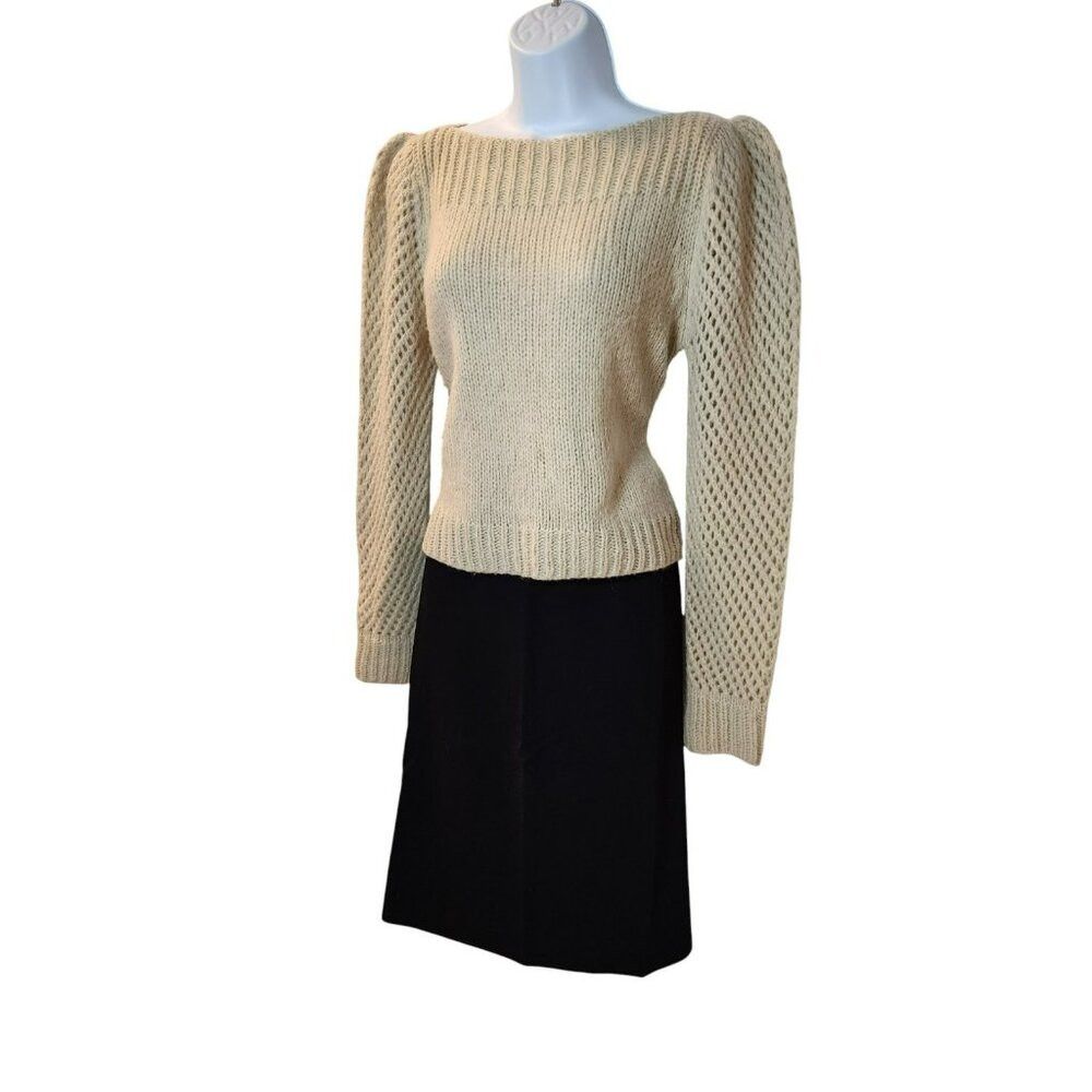LoveShackFancy LoveShackFancy Alpaca Wool Blend Sweater – XS – Cream – Bat Size XS / US 0-2 / IT 36-38 - 1 Thumbnail