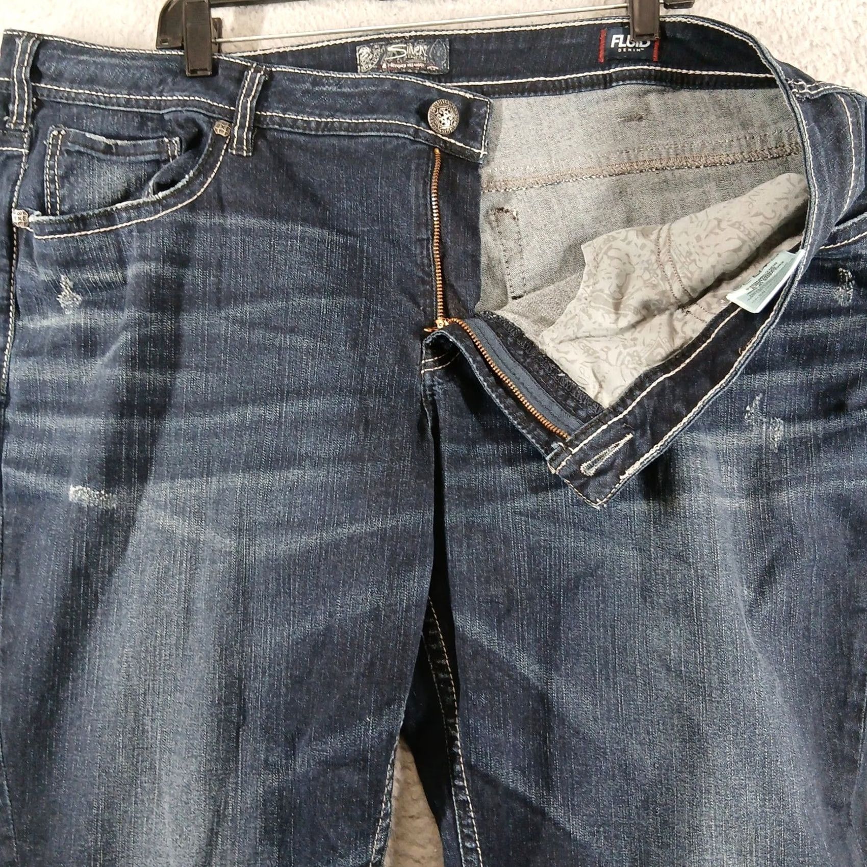 Silver Jeans Co. Silver Jeans Co. Boyfriend Jeans Dark Wash Denim Distressed Size W22/L29 Fluid Size 40" / US 18 - 7 Thumbnail