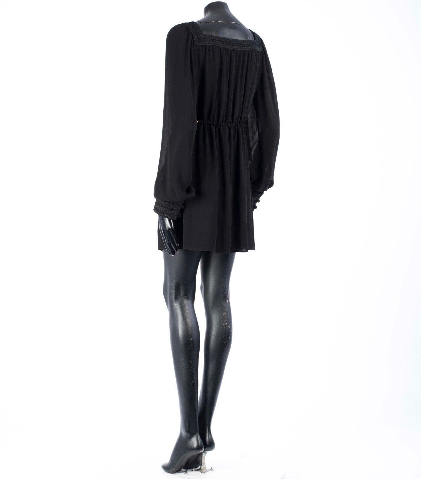 Saint Laurent Paris SAINT LAURENT 3690$ Embroidered Dress In Black Silk Crepe Size S / US 4 / IT 40 - 11 Thumbnail