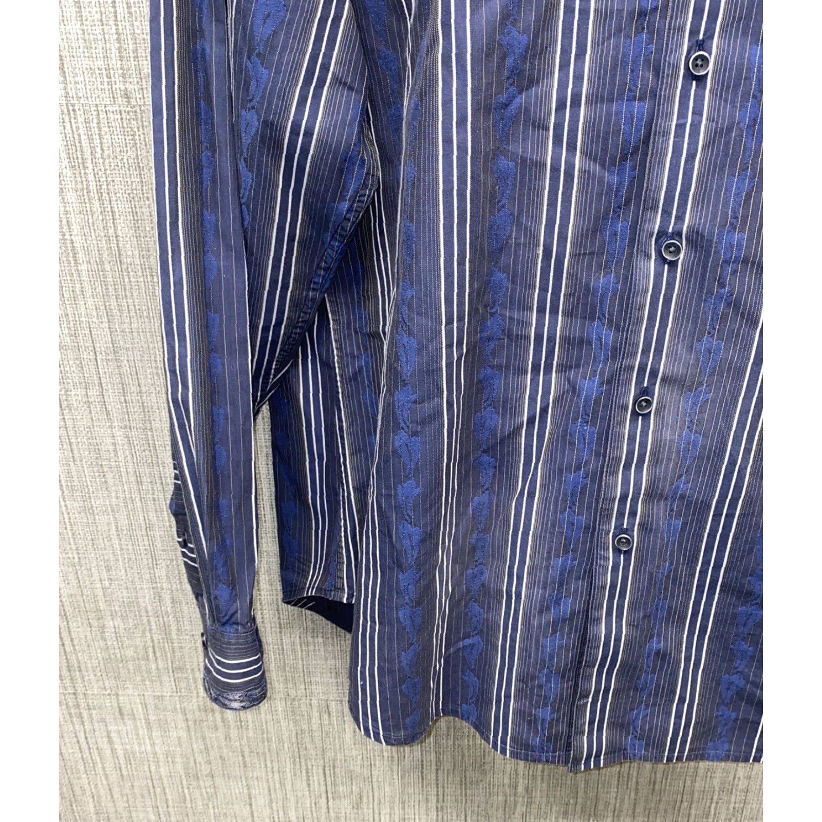 Robert Graham Robert Graham Shirt Mens Blue Striped Long Sleeve Button-Up Size XL Flip Cuff Size US XL / EU 56 / 4 - 4 Thumbnail