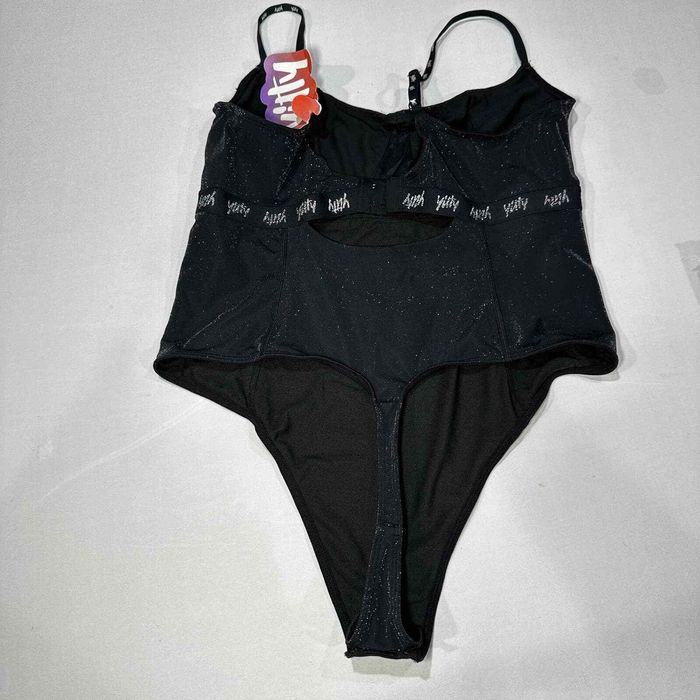 YITTY Women Bodysuit XL Black Shaping Demi Cup Thong Shimmered
