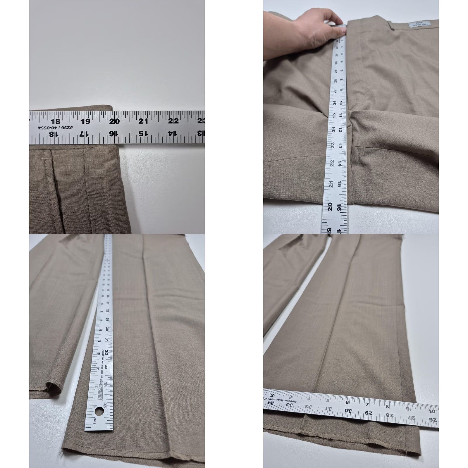 Essentials Asher Essentials Dress Pants Mens 40x36 Beige Wool Super 100 Unhemmed Flat Front Slim/Classic Front Size US 40 / EU 56 - 8 Thumbnail