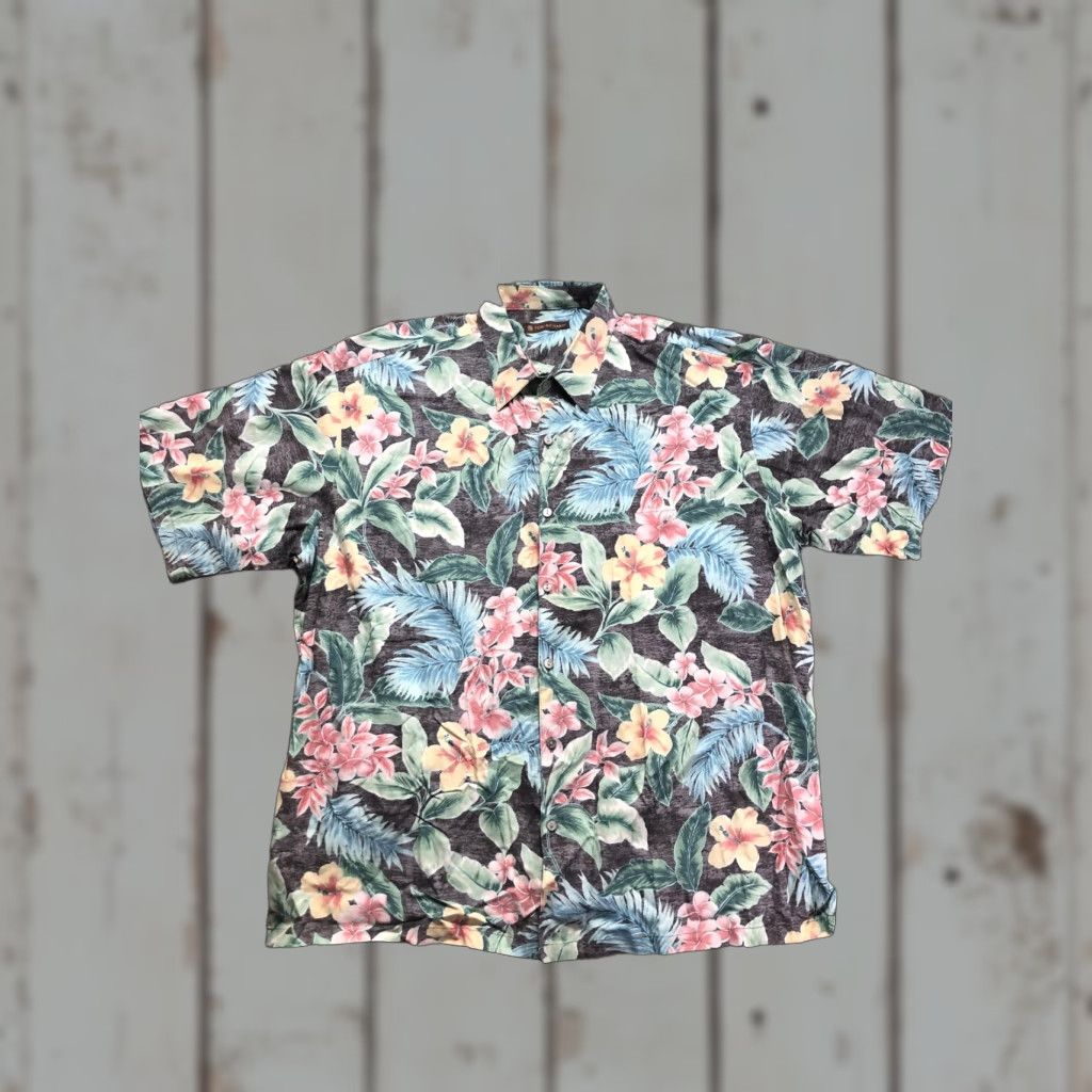 Tori Richard Tori Richard Shirt Mens XL Brown Tropical Floral Hawaiian Short Sleeve Button-Up Size US XL / EU 56 / 4 - 1 Thumbnail