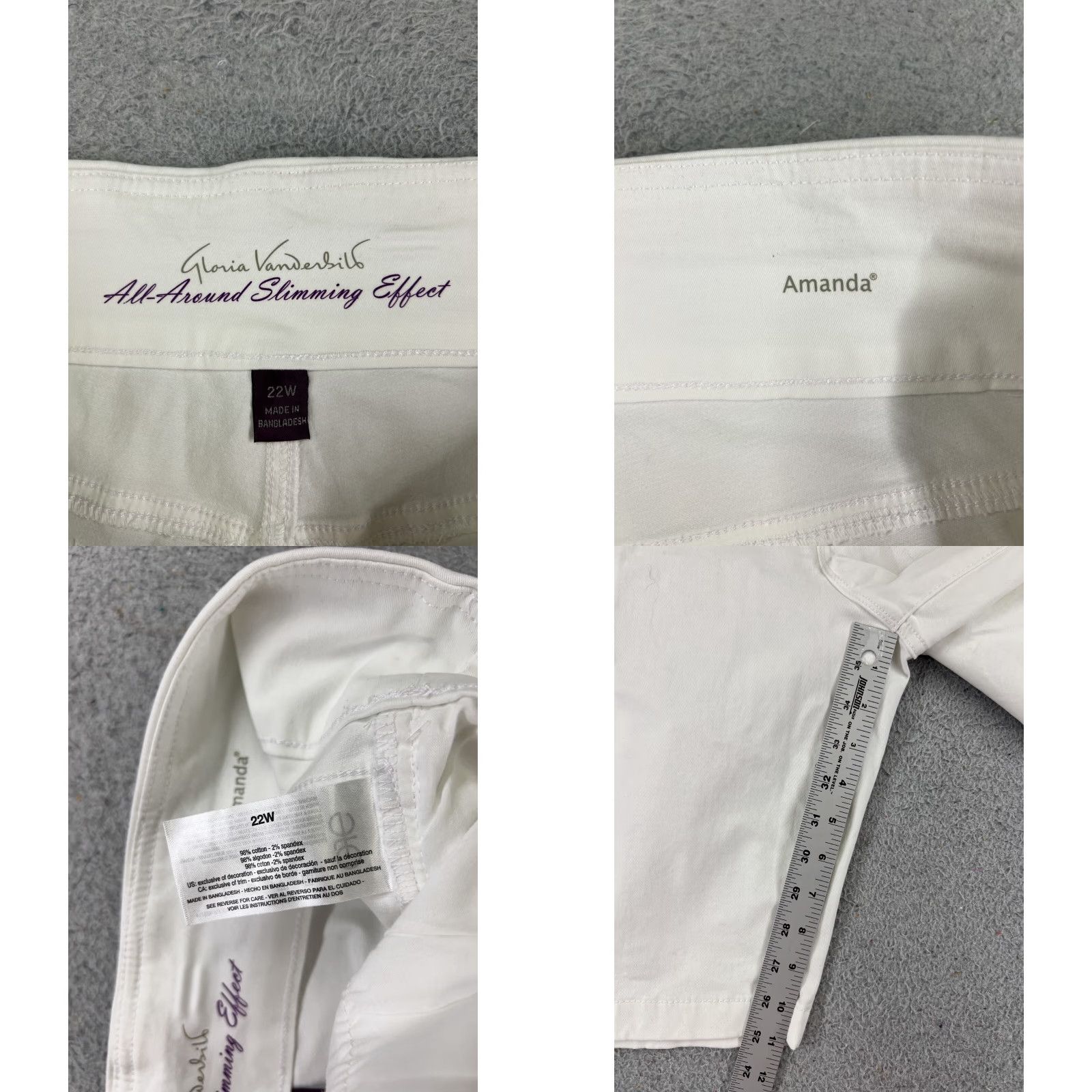 Gloria Vanderbilt Gloria Vanderbilt Shorts Womens 24W White Twill Kaia Skimmer Zip Fly 46x16 Size 42" / US 20 - 8 Thumbnail