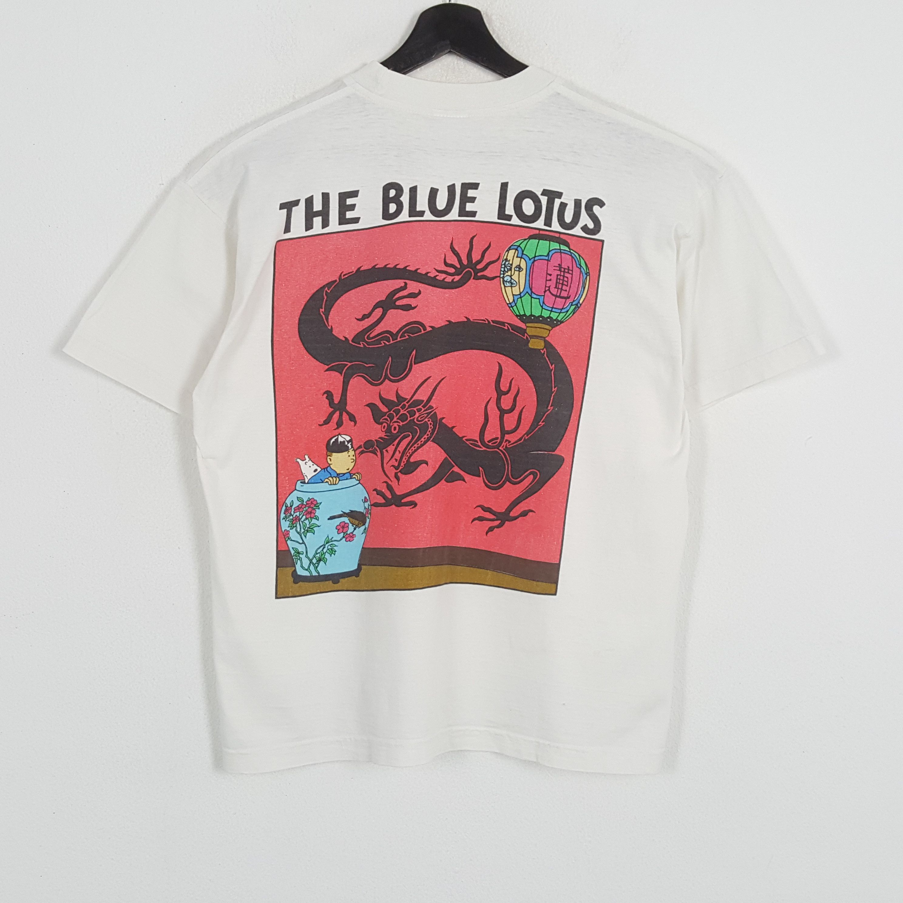 Vintage Tintin THE BLUE LOTUS Cartoon Tshirt Size US L / EU 52-54 / 3 - 1 Thumbnail