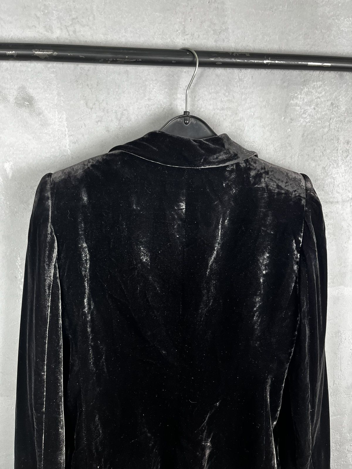 Armani Collezioni × Giorgio Armani Vintage 90s Armani Jeans Velour Striped Black Women's Blazer Size M / US 6-8 / IT 42-44 - 9 Thumbnail