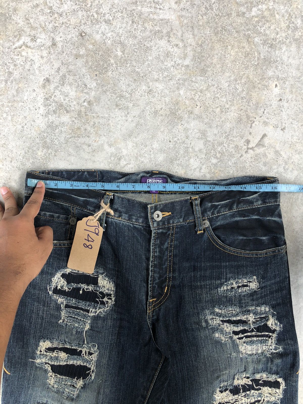 Who Decides War Japanese Purple&Yellow Flared Jeans Distressed Jeans Size US 32 / EU 48 - 19 Thumbnail