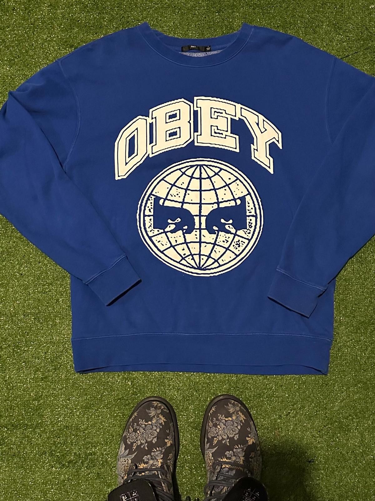 Obey Obey Blue Graphic Sweatshirt Size ONE SIZE - 2 Thumbnail