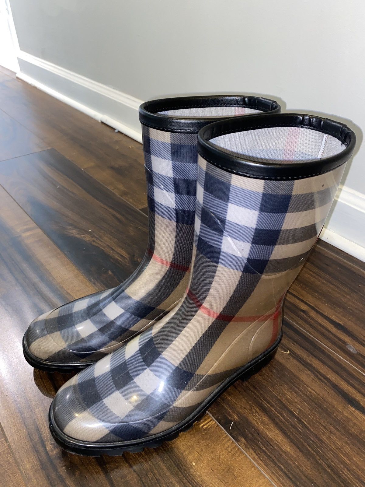 Burberry Lisson Classic Check Mid Calf Rain Boots