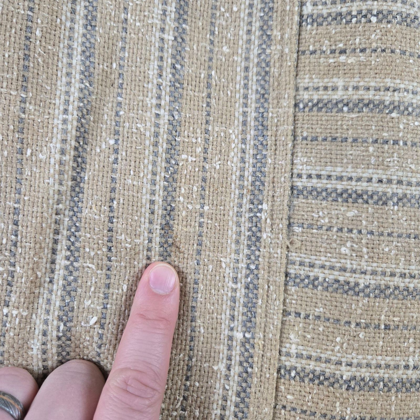 Vintage 1950s Beige Striped Tweed High Waisted Belted Skirt Size 2 Size 26" / US 2 / IT 38 - 6 Thumbnail