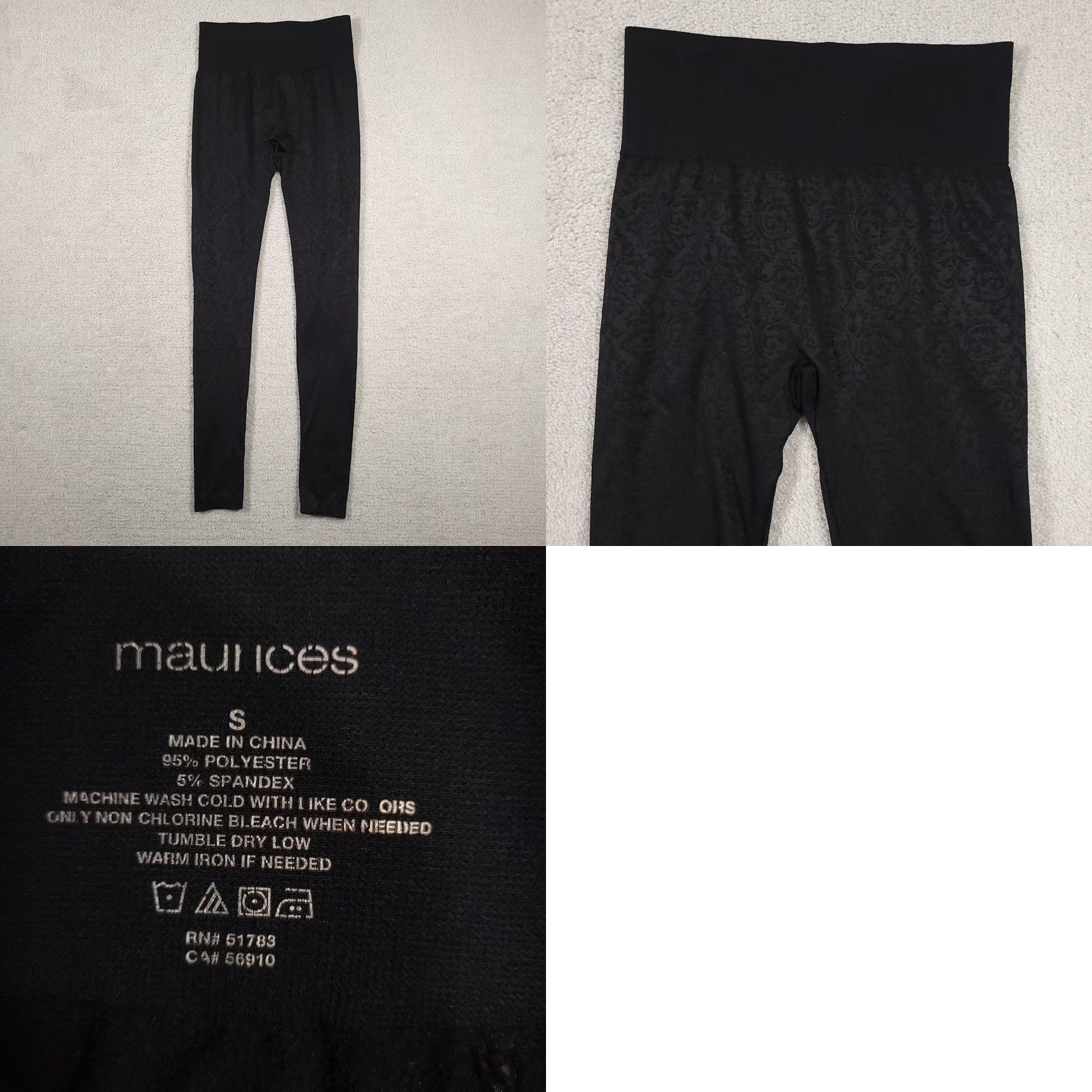 Vintage Maurices Legging Pants Womens Small Reg Black Stretch Floral Size 28" / US 6 / IT 42 - 8 Thumbnail