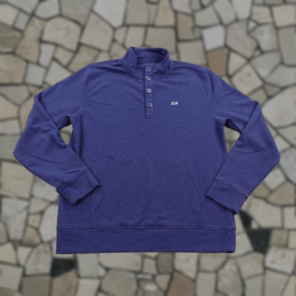 Vineyard Vines Vineyard Vines Sweatshirt Mens Medium Blue Pullover Mock Neck Whale Logo Size US M / EU 48-50 / 2 - 1 Thumbnail