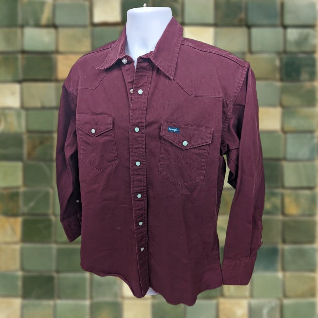 Wrangler VINTAGE Wrangler Western Shirt Canvas Heavy Cotton Red Pearl Snap T2F Mens M Button-Up Casual Size US M / EU 48-50 / 2 - 1 Thumbnail
