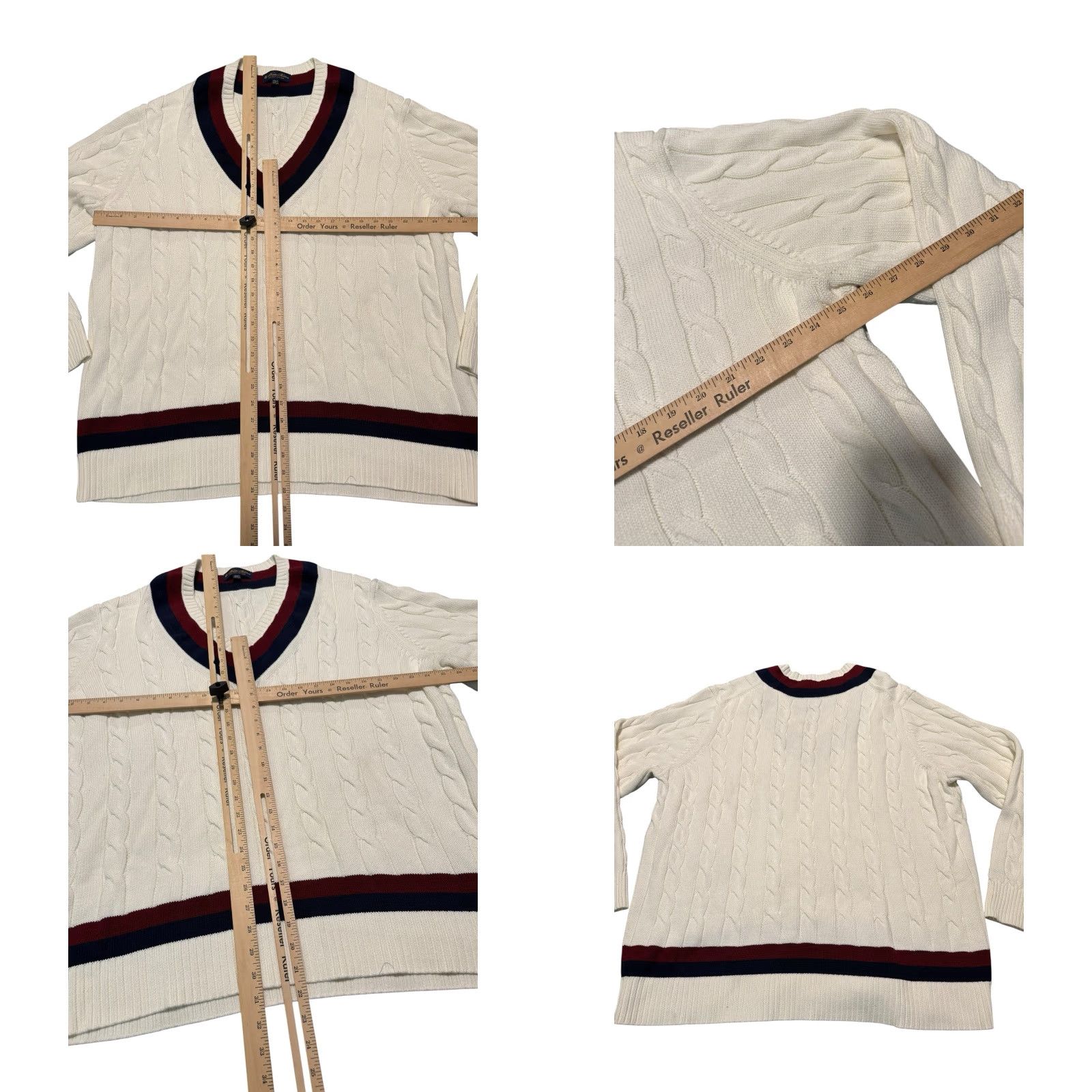 Brooks Brothers VINTAGE Brooks Brothers Supima Cotton Tennis Sweater 2XLT Tall Cream Cable Knit Cricket Mens Sweater Pullover Knit Size US XXL / EU 58 / 5 - 8 Thumbnail