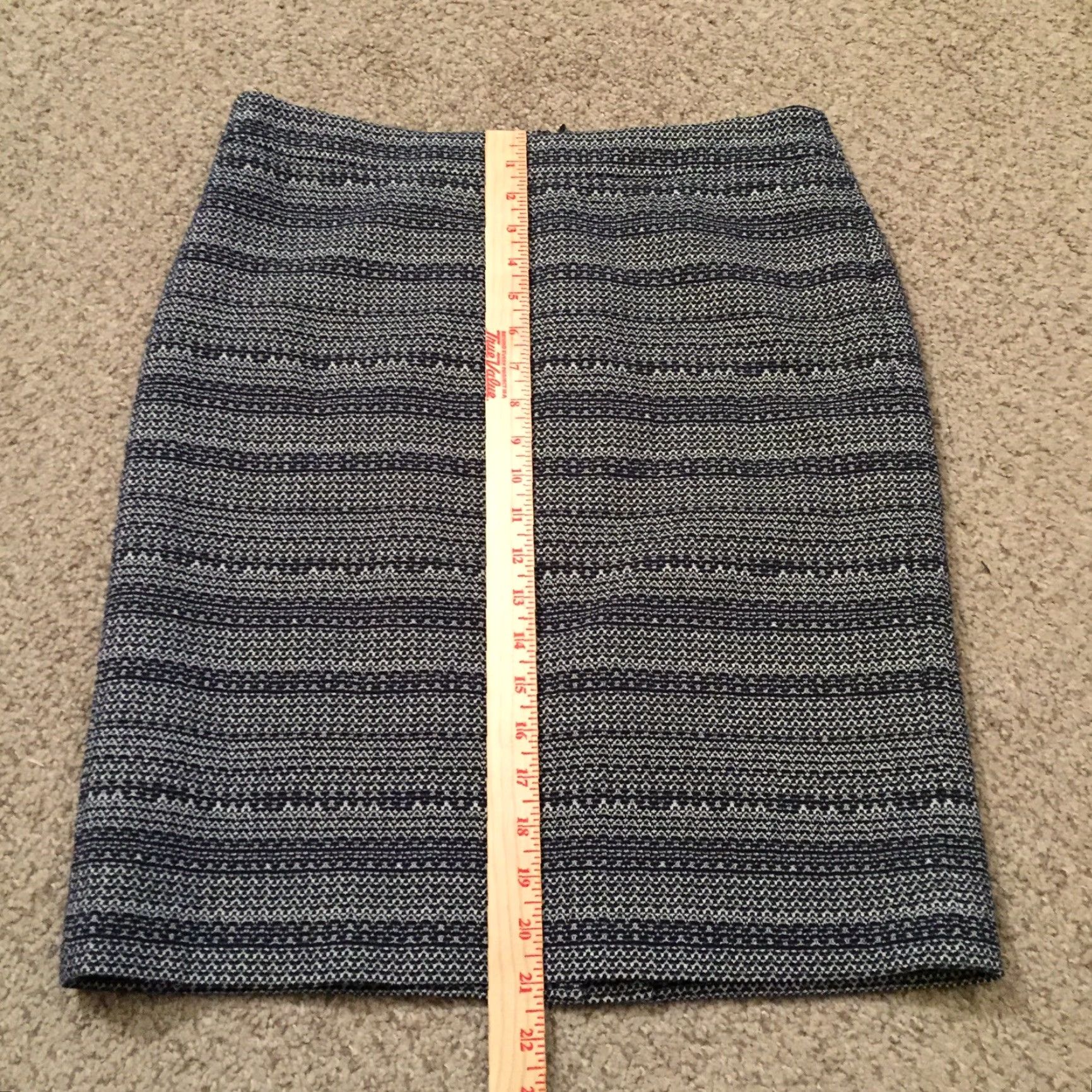 Ann Taylor Ann Taylor Skirt Petite 10P Blue Striped Knee Length Lined Slit Pencil Zipper Cotton Blend Women Vintage: No Size 32" / US 10 / IT 46 - 4 Thumbnail