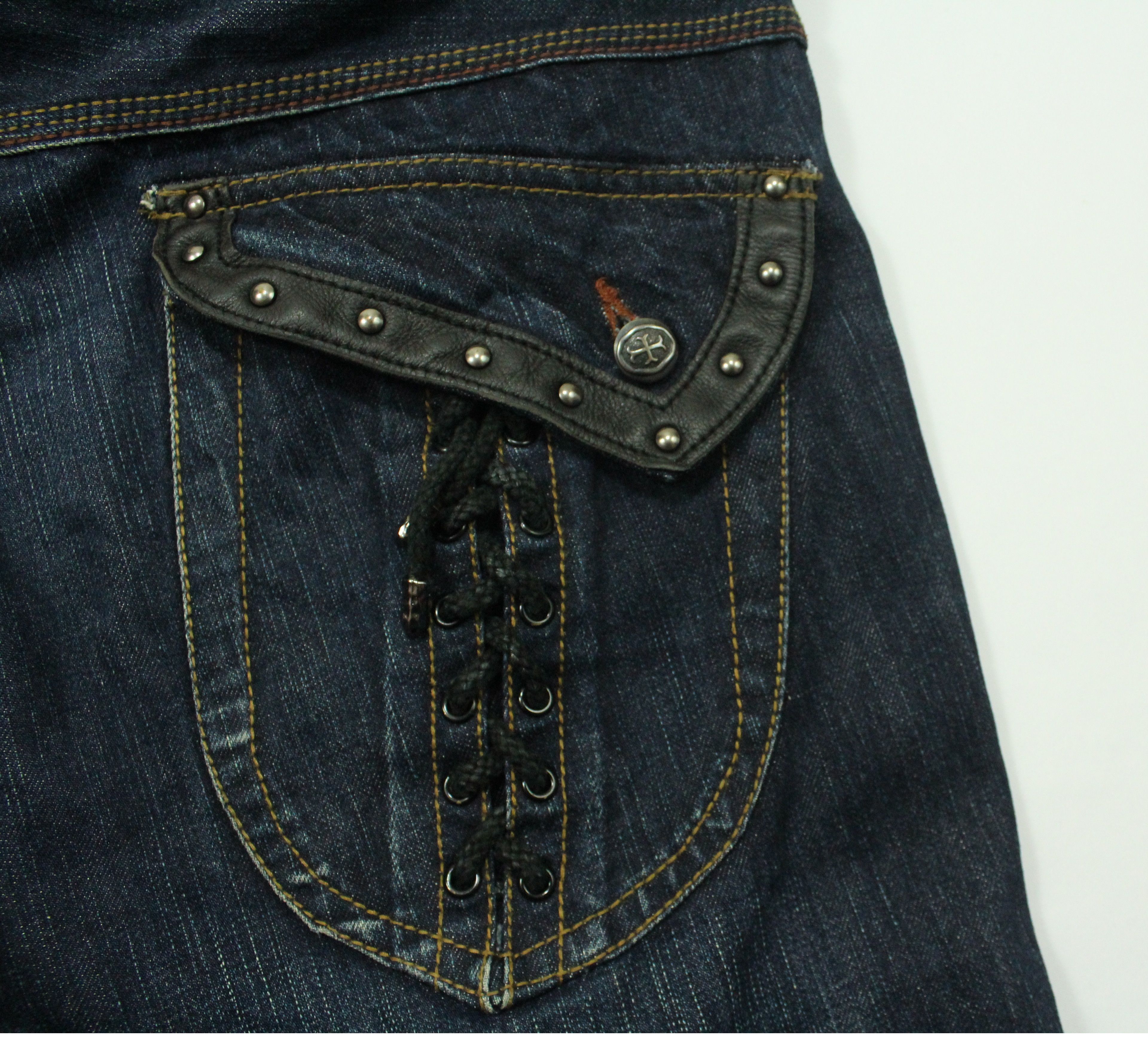 Japanese Brand Leather Pocket Laced Spiral Cut NICOLE CLUB FOR MEN Denim Size US 34 / EU 50 - 2 Thumbnail