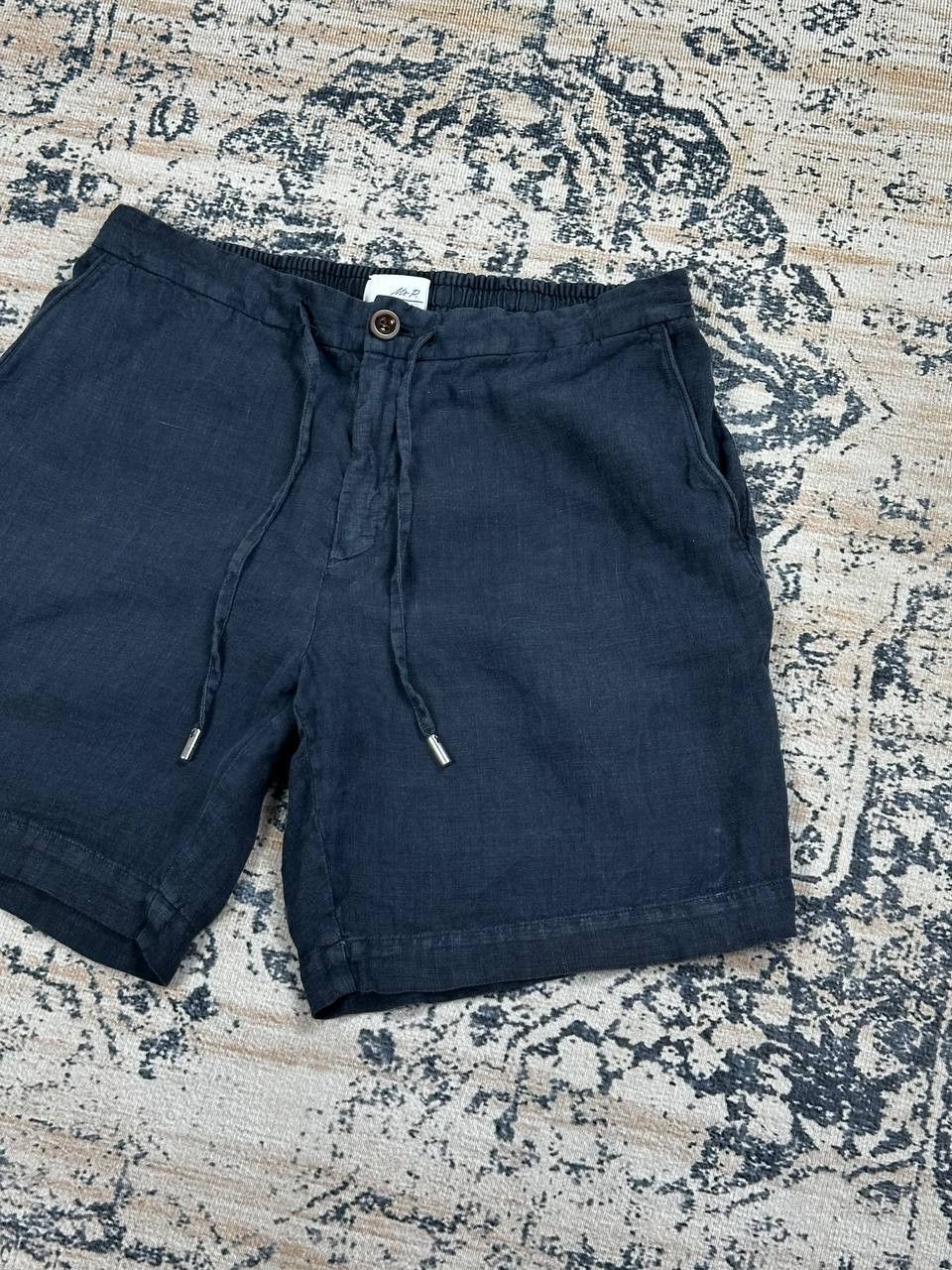 Kingsman × Mr P. Mr. P. Porter Luxury Linen Navy Shorts Size US 36 / EU 52 - 2 Thumbnail