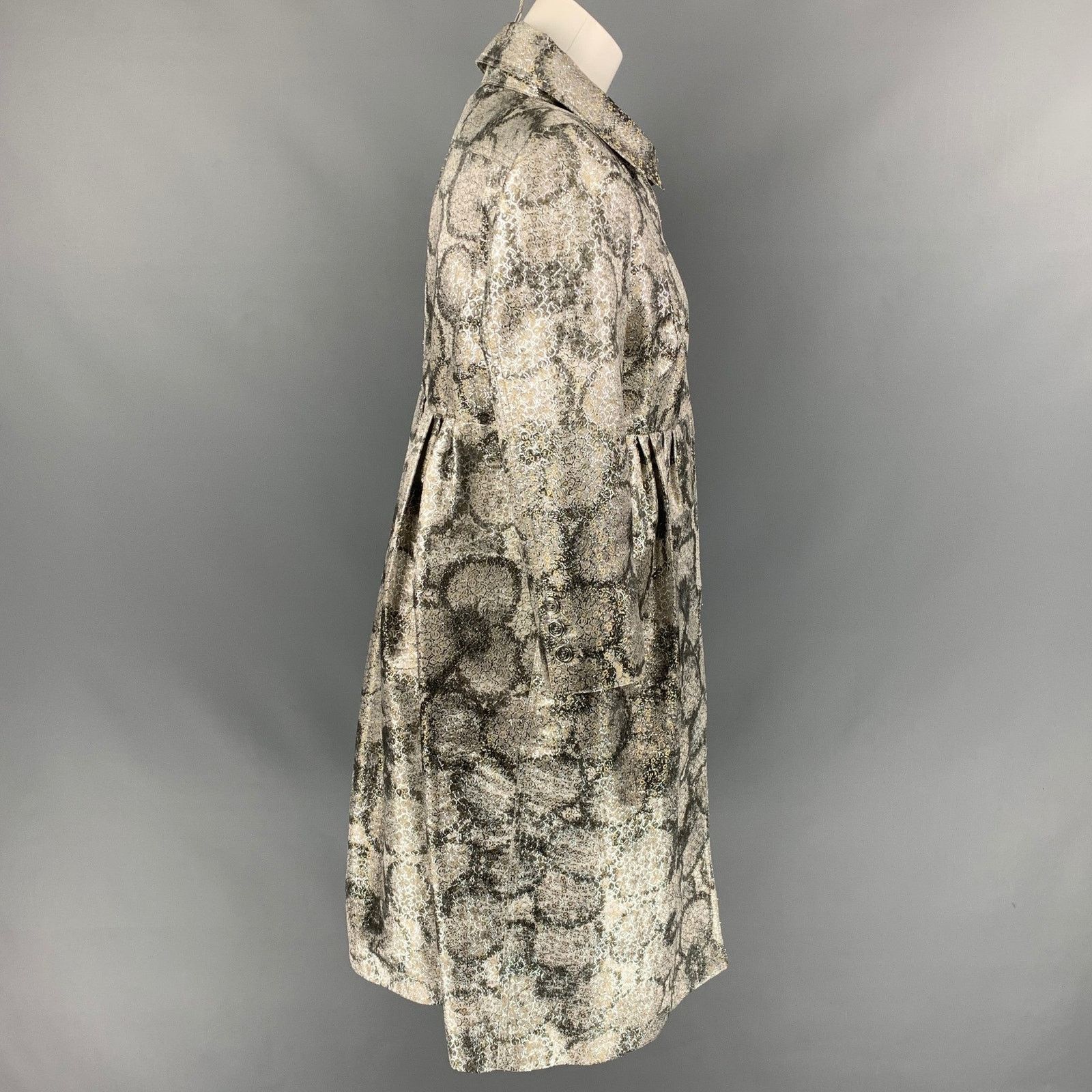Burberry Prorsum Early Size 6 Silver Metallic Jacquard Silk Blend Coat Size M / US 6-8 / IT 42-44 - 3 Thumbnail
