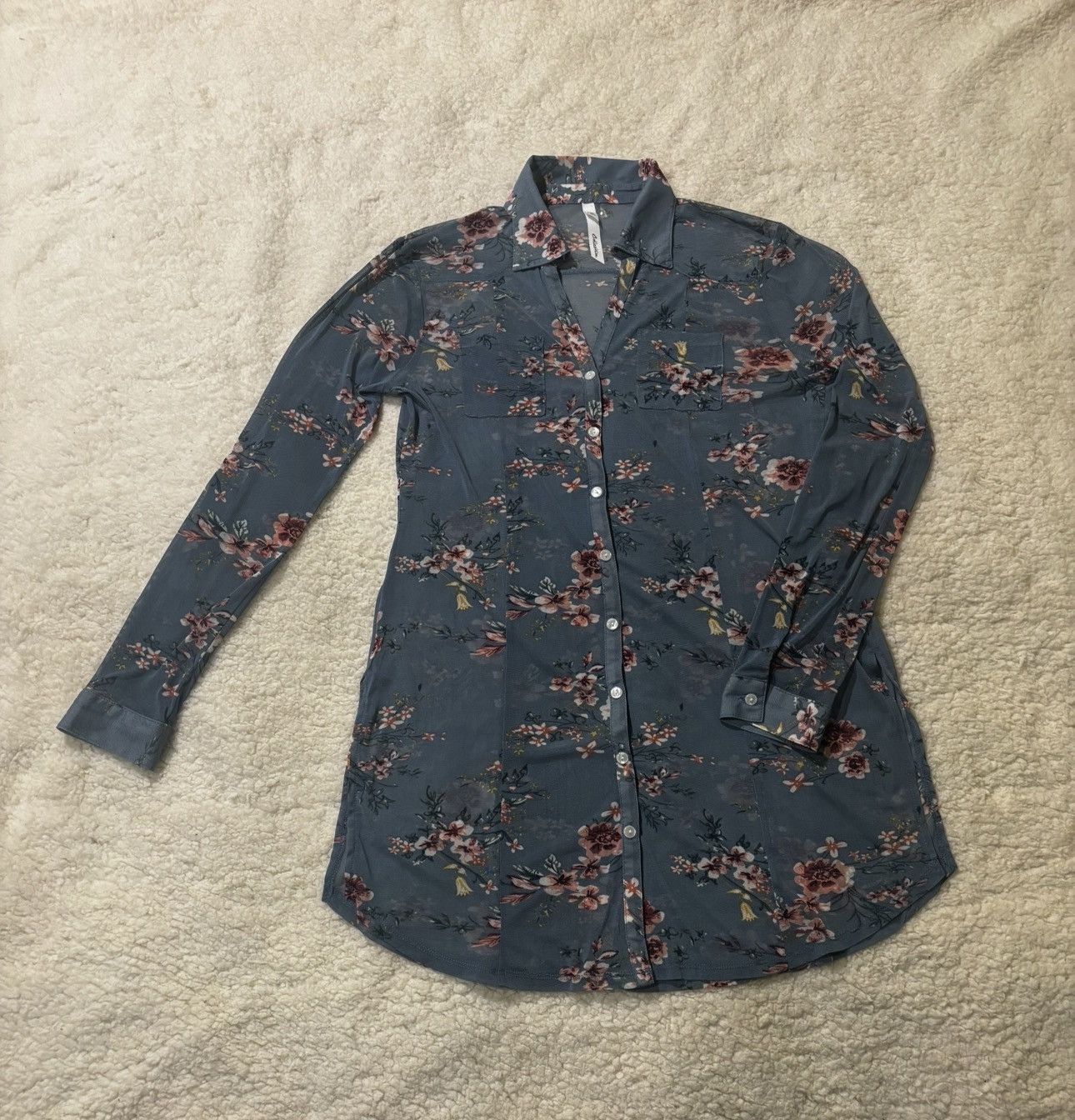 Other Blue floral long shirt1526 Size M / US 6-8 / IT 42-44 - 1 Thumbnail