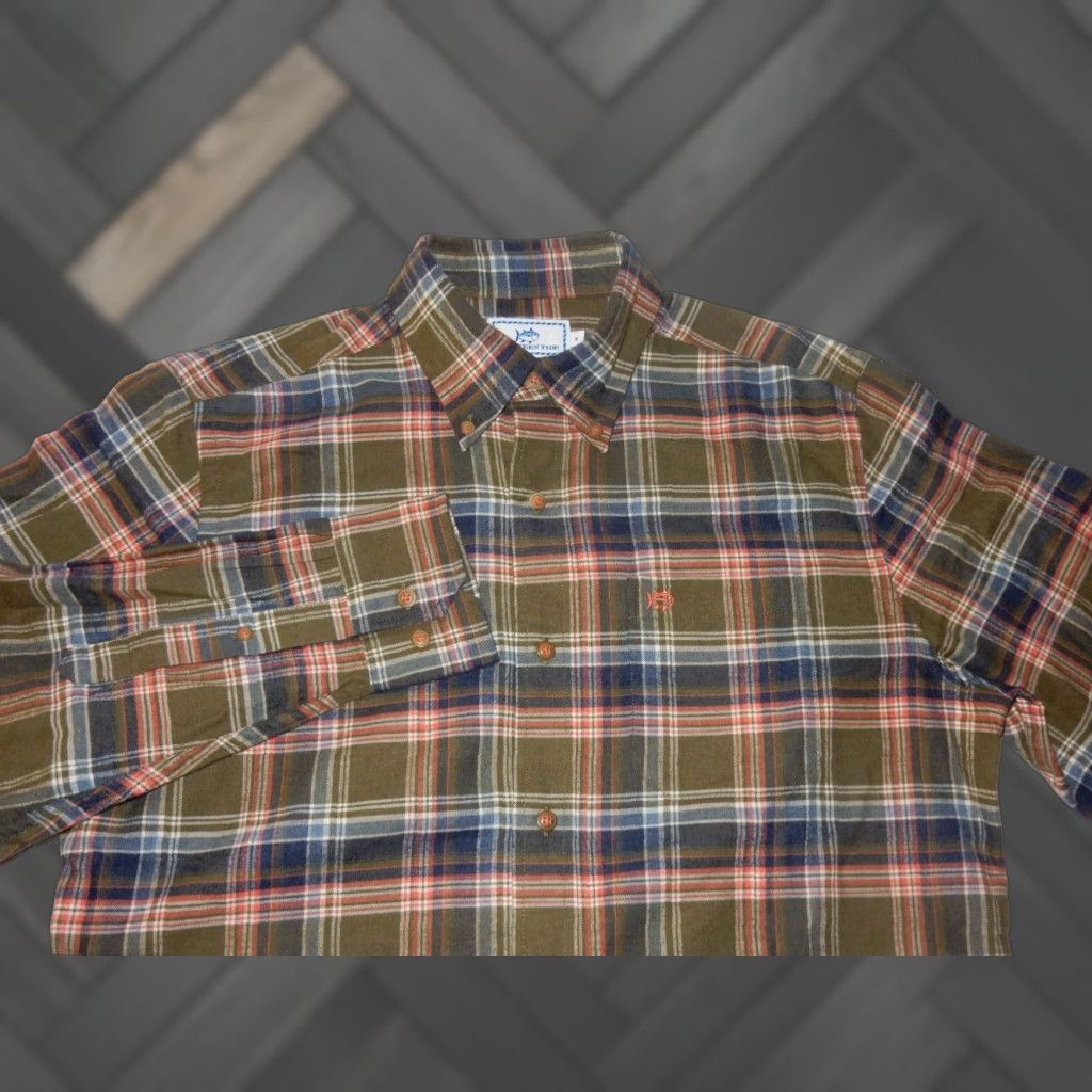 Southern Tide Southern Tide Men's Plaid Flannel Button-Up Shirt Green Small Size US S / EU 44-46 / 1 - 1 Thumbnail