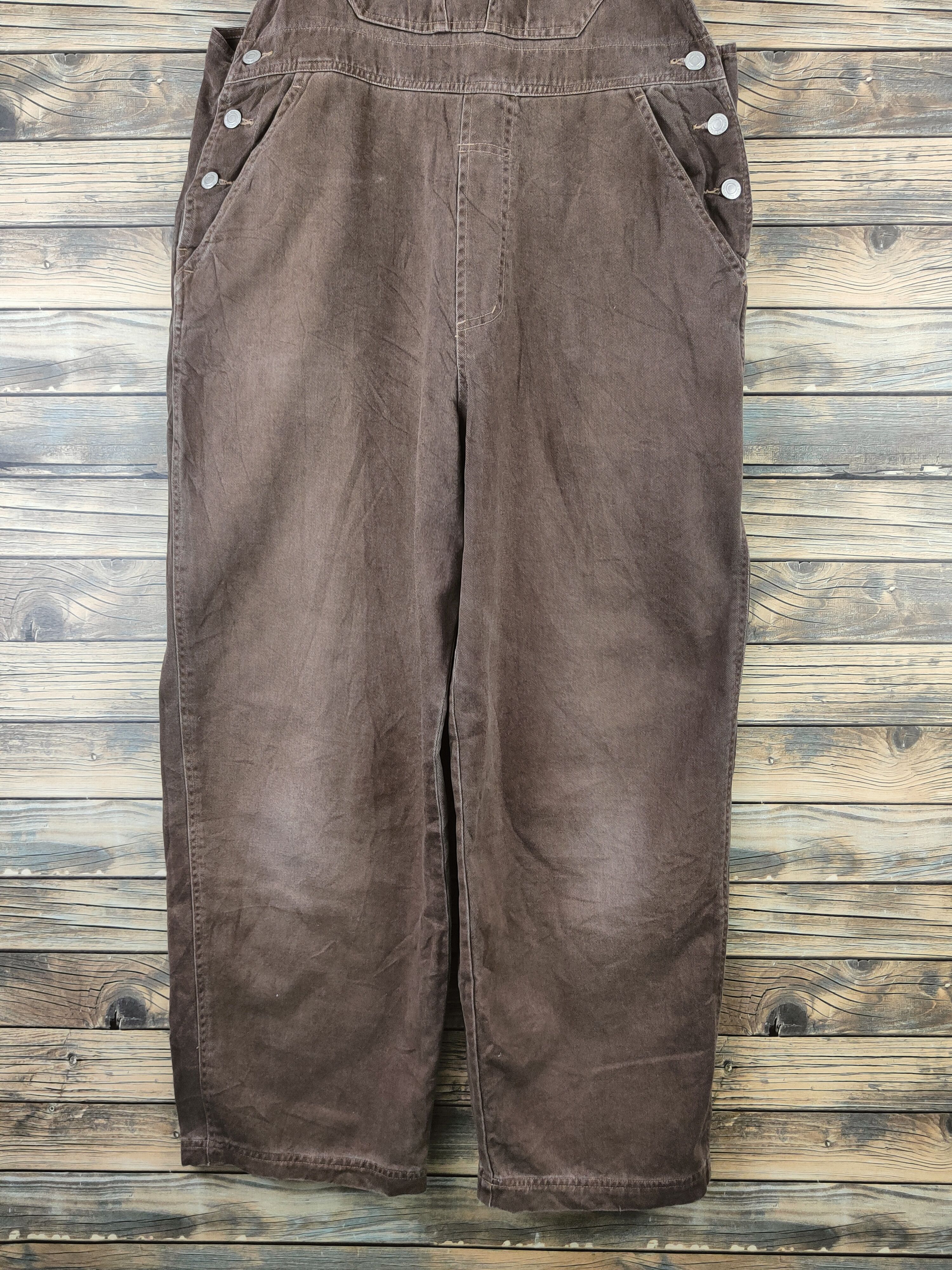Japanese Brand Daily Topics blue jeans Brown Multipocket Jumpsuits #S2930 Size US 31 - 5 Thumbnail