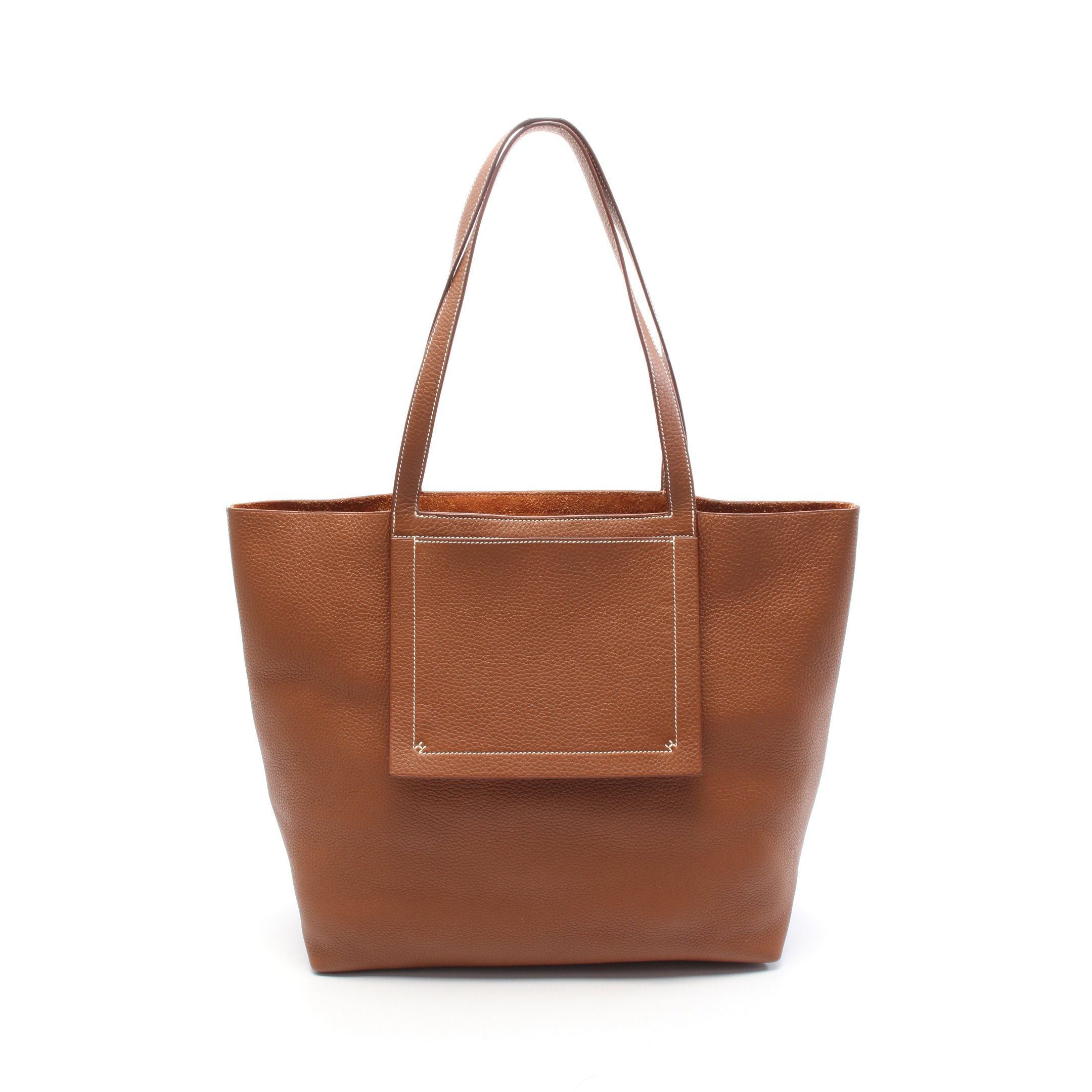 Hermes Cabaseri 46 Gold Shoulder Bag Tote Clemence Leather Brown Z Stamp